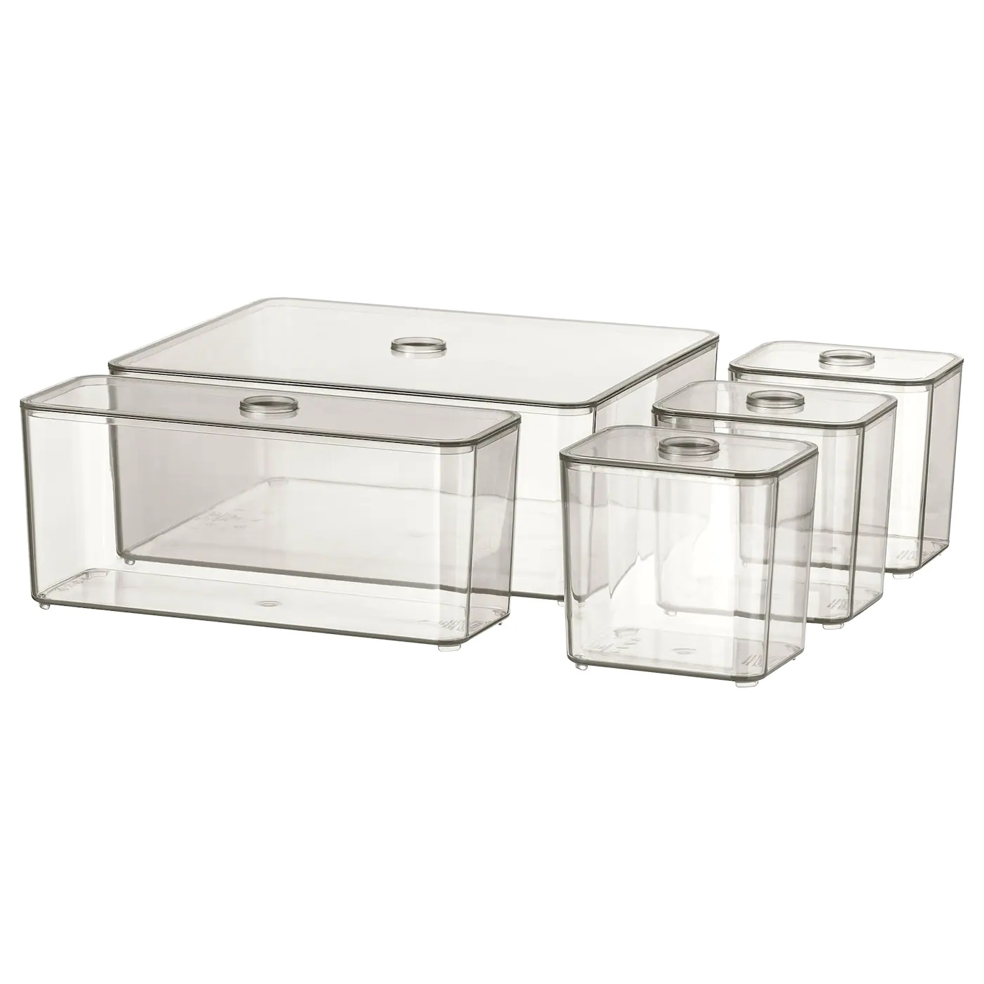 GODMORGON IKEA Контейнер, 5 шт, дымчатый, 24x20x10 см (ТОВАР ВЫШЕЛ ИЗ АССОРТИМЕНТА)