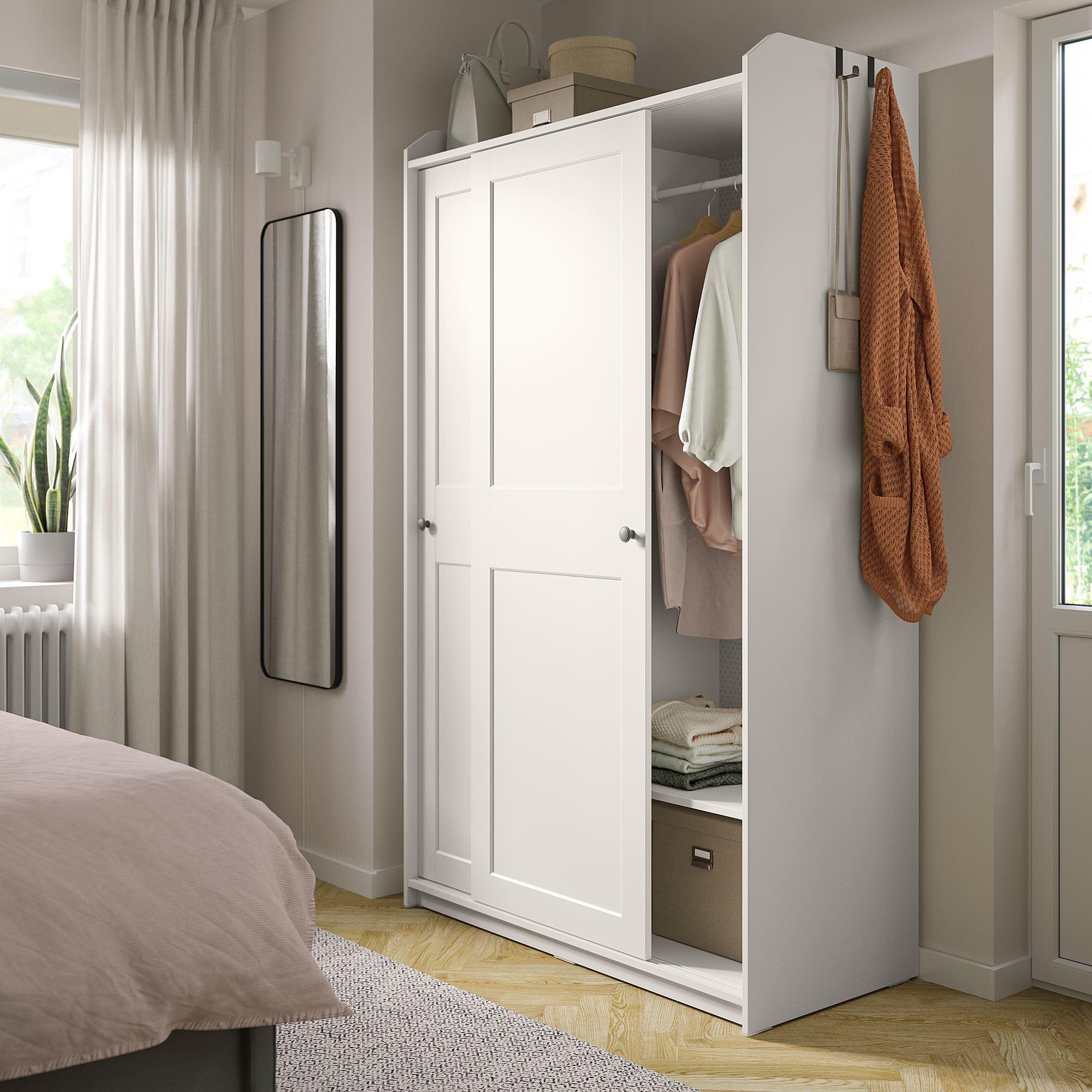 HAUGA IKEA ХАУГА Гардероб с раздвижными дверями, белый118x55x199 см