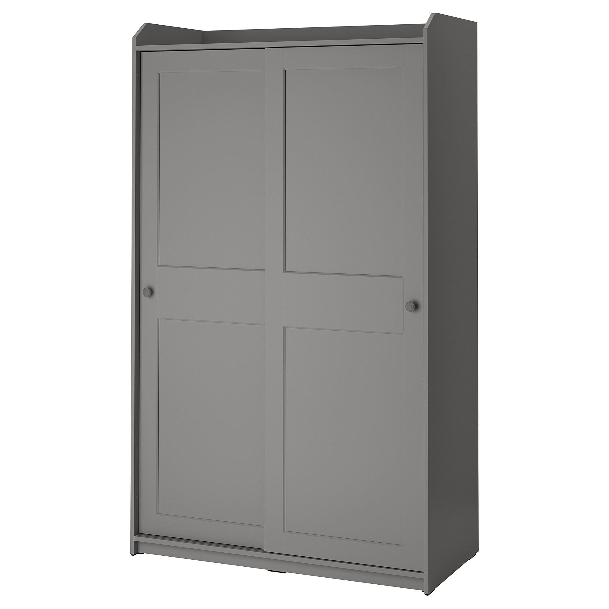 HAUGA IKEA ХАУГА Гардероб с раздвижными дверями, серый118x55x199 см