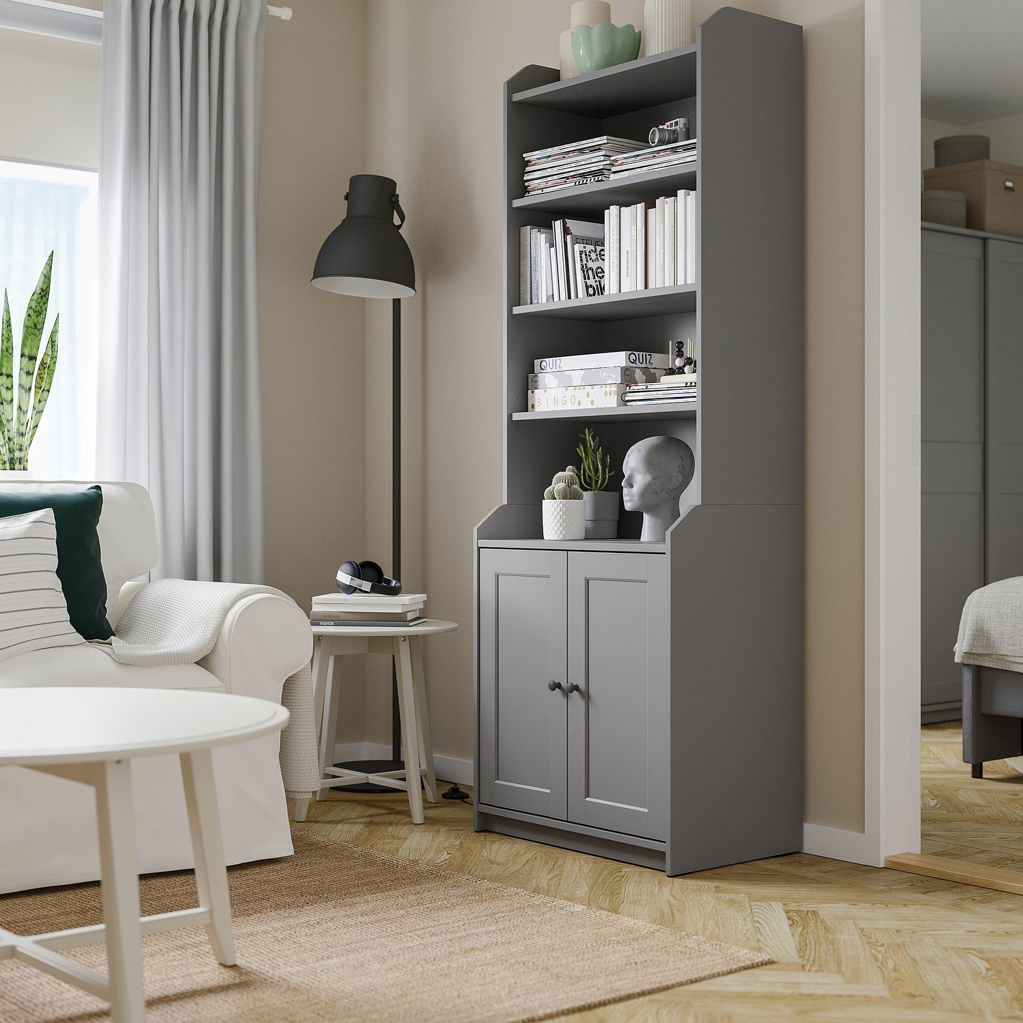 HAUGA IKEA ХАУГА Шкаф высокий,2дверный, серый70x199 см