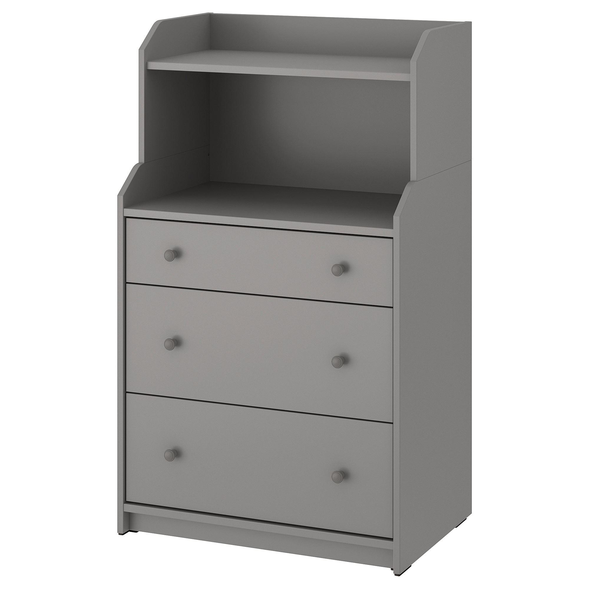 HAUGA IKEA ХАУГА Комод с 3 ящиками/полкой, серый70x116