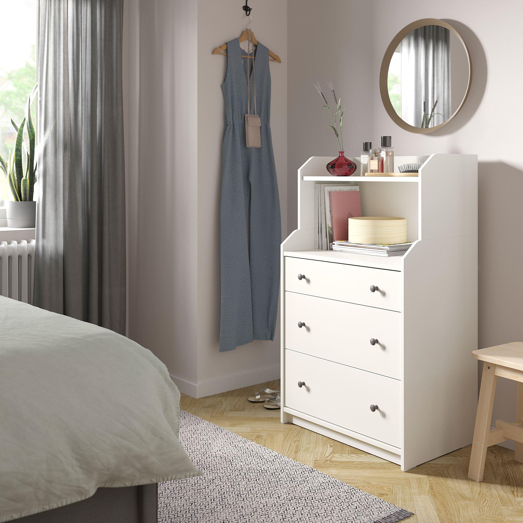 HAUGA IKEA ХАУГА Комод с 3 ящиками/полкой, белый70x116 см