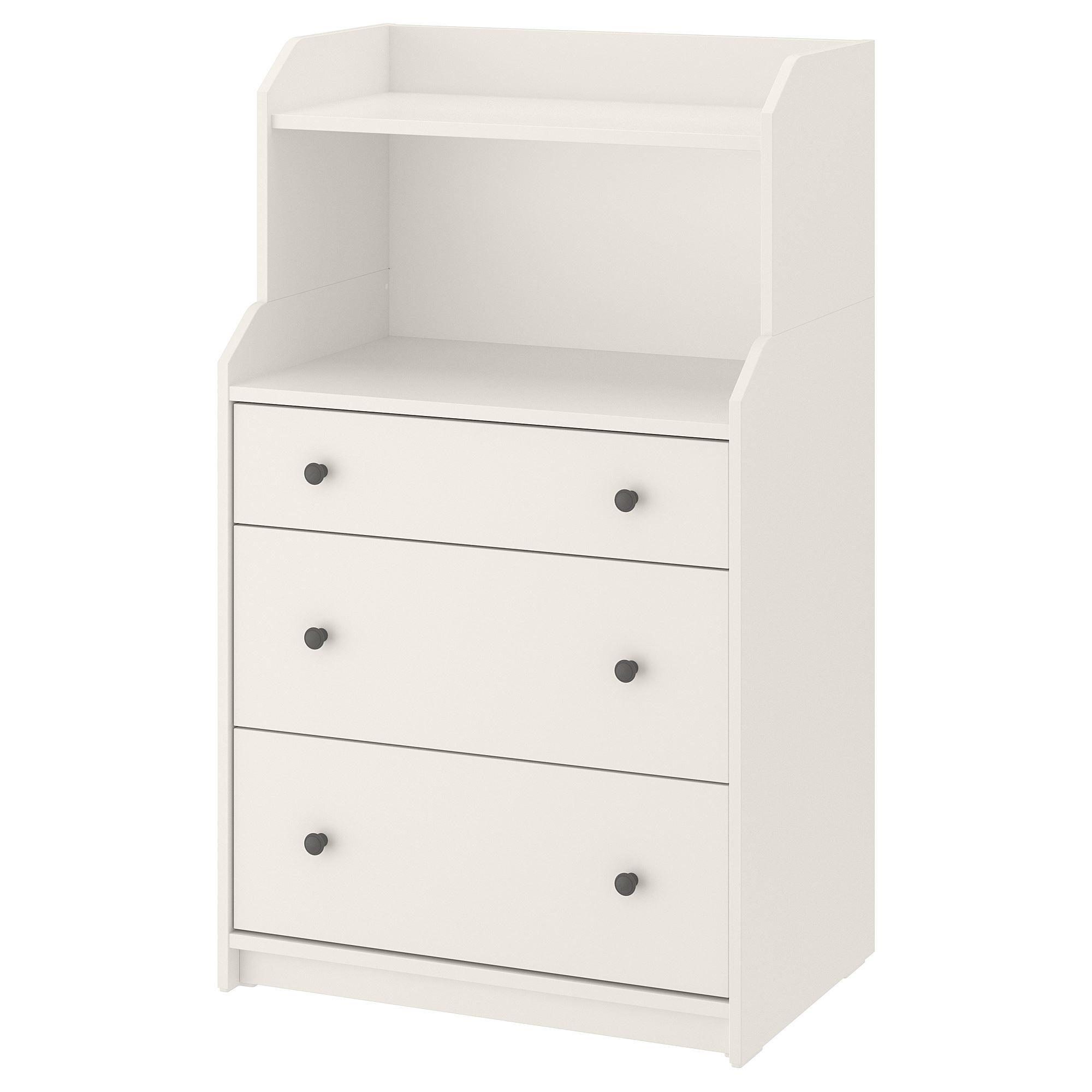 HAUGA IKEA ХАУГА Комод с 3 ящиками/полкой, белый70x116 см