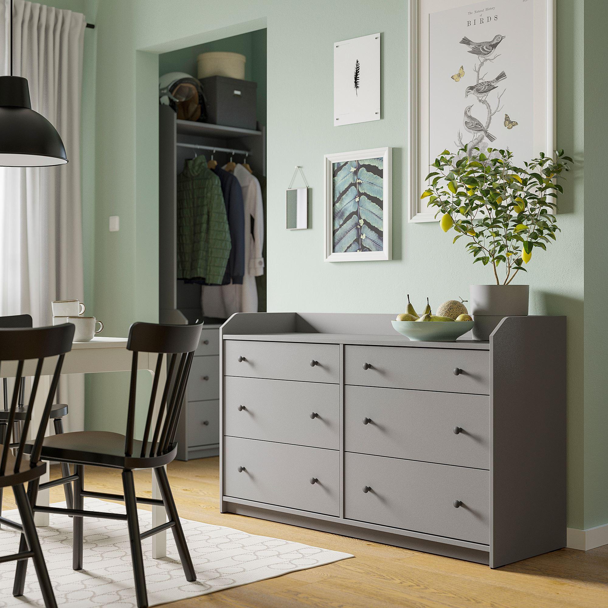 HAUGA IKEA ХАУГА Комод с 6 ящиками, серый138x84 см