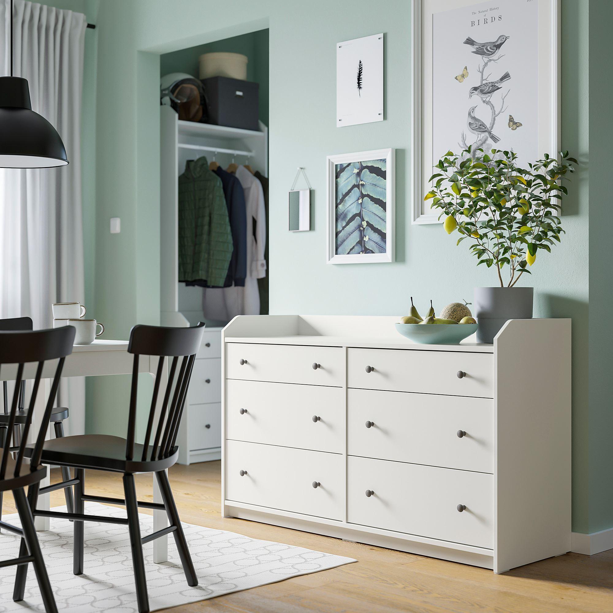 HAUGA IKEA ХАУГА Комод с 6 ящиками, белый138x84 см