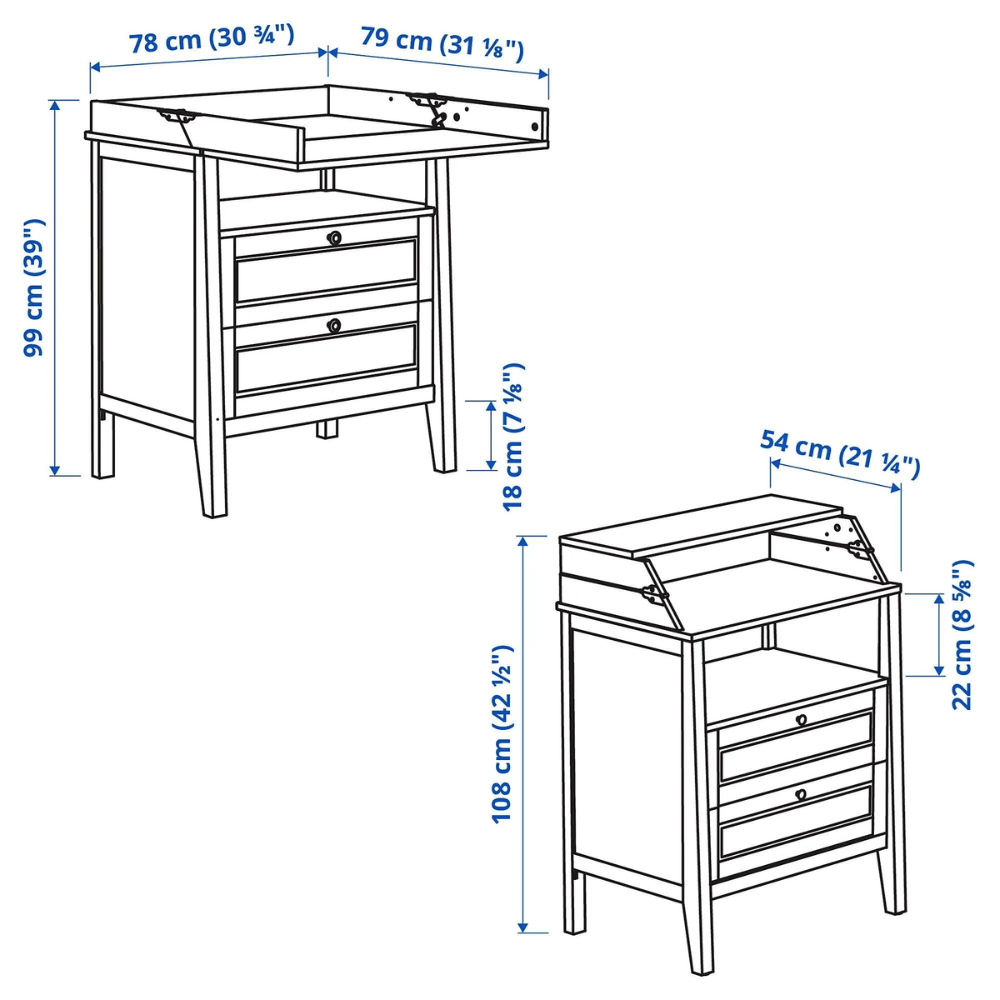 SUNDVIK IKEA Пеленальный стол/комод, серый