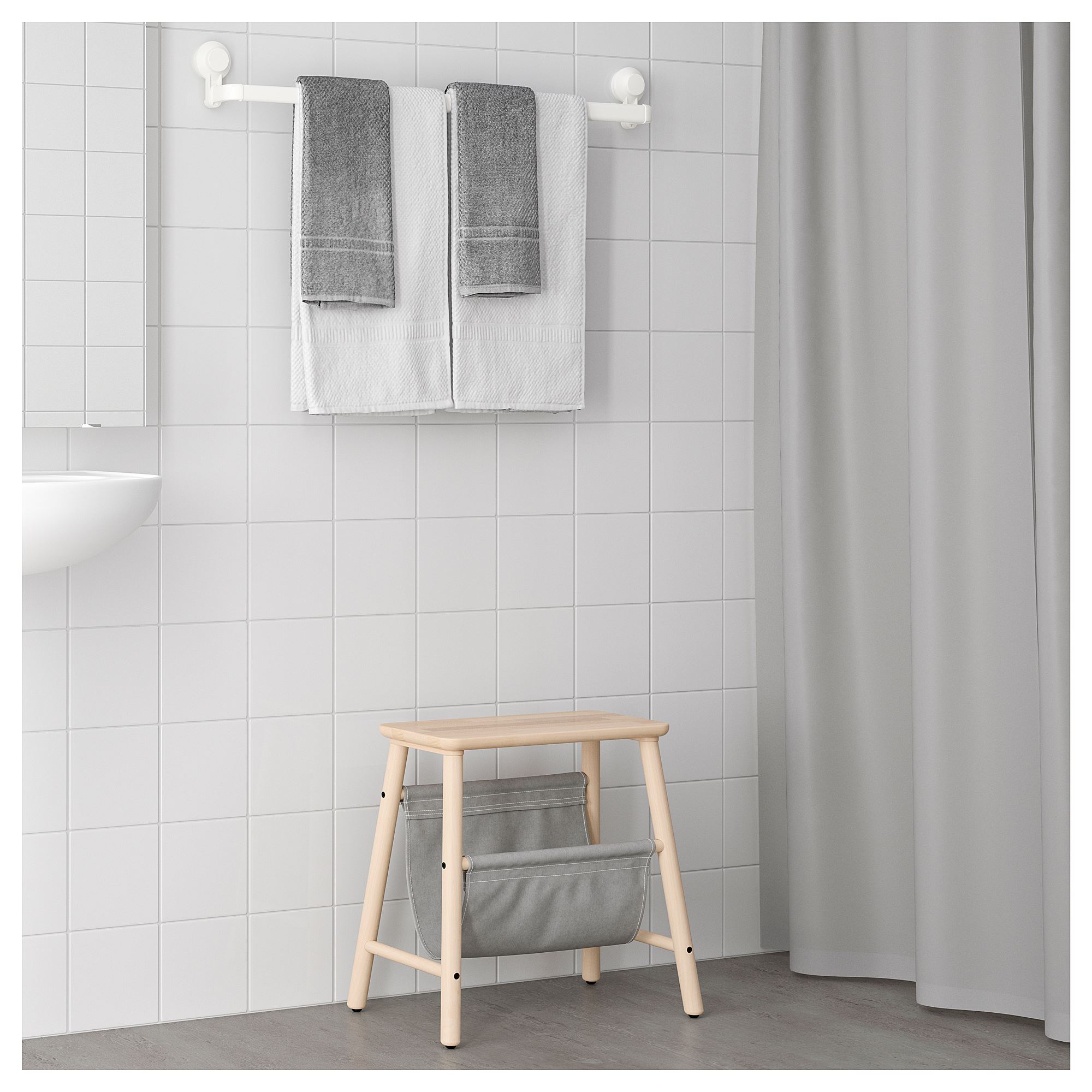 TISKEN IKEA ТИСКЕН Вешалка д/полотенец на присоске, белый