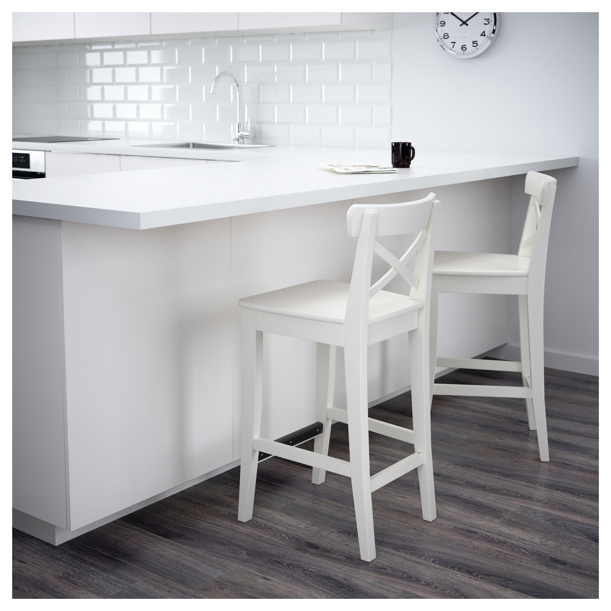 INGOLF IKEA ИНГОЛЬФ Стул барный, белый 63 см
