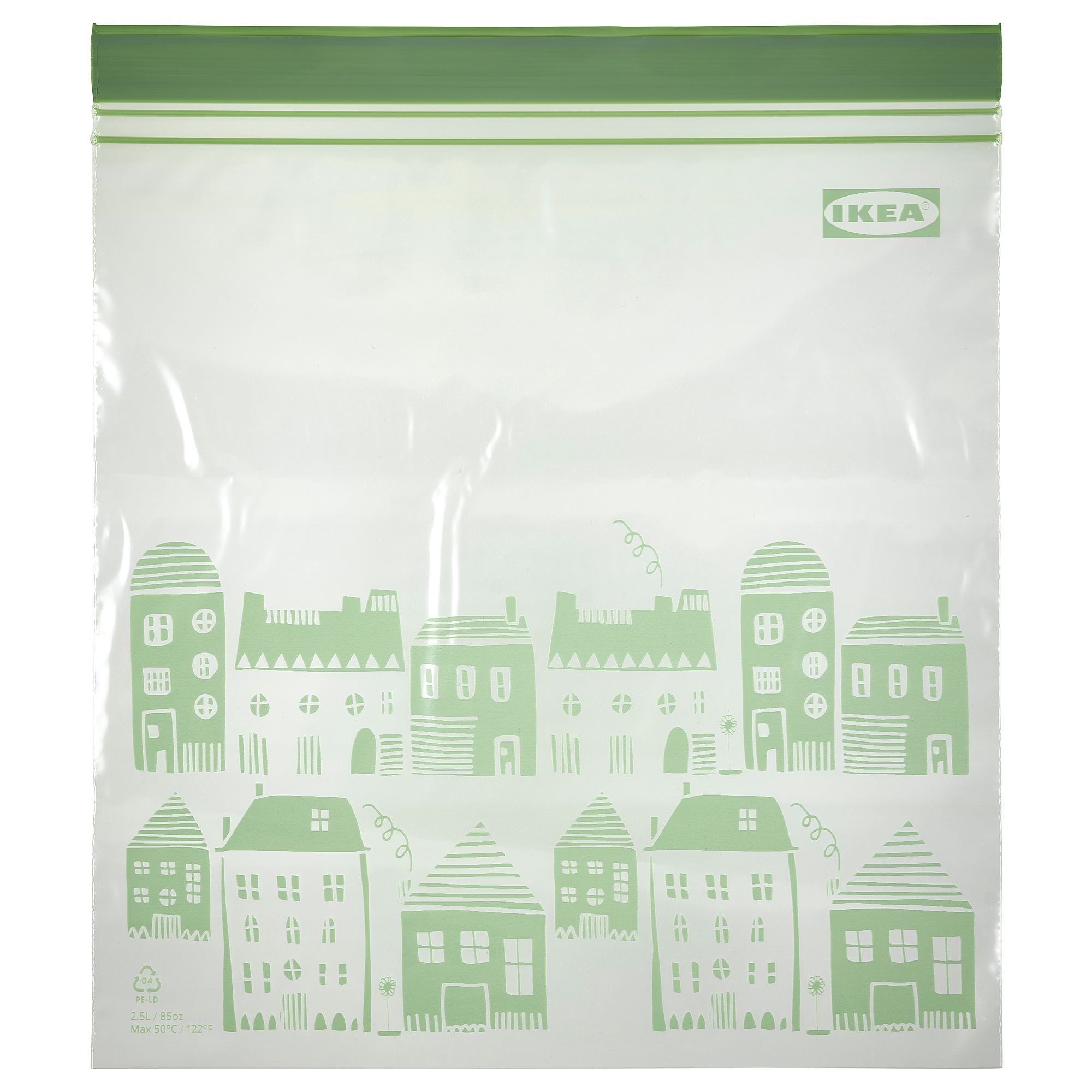 ISTAD IKEA ИСТАД Пакет закрывающийся, с рисунком/светло-зеленый 2.5 л  (ТОВАР ВЫШЕЛ ИЗ АССОРТИМЕНТА)