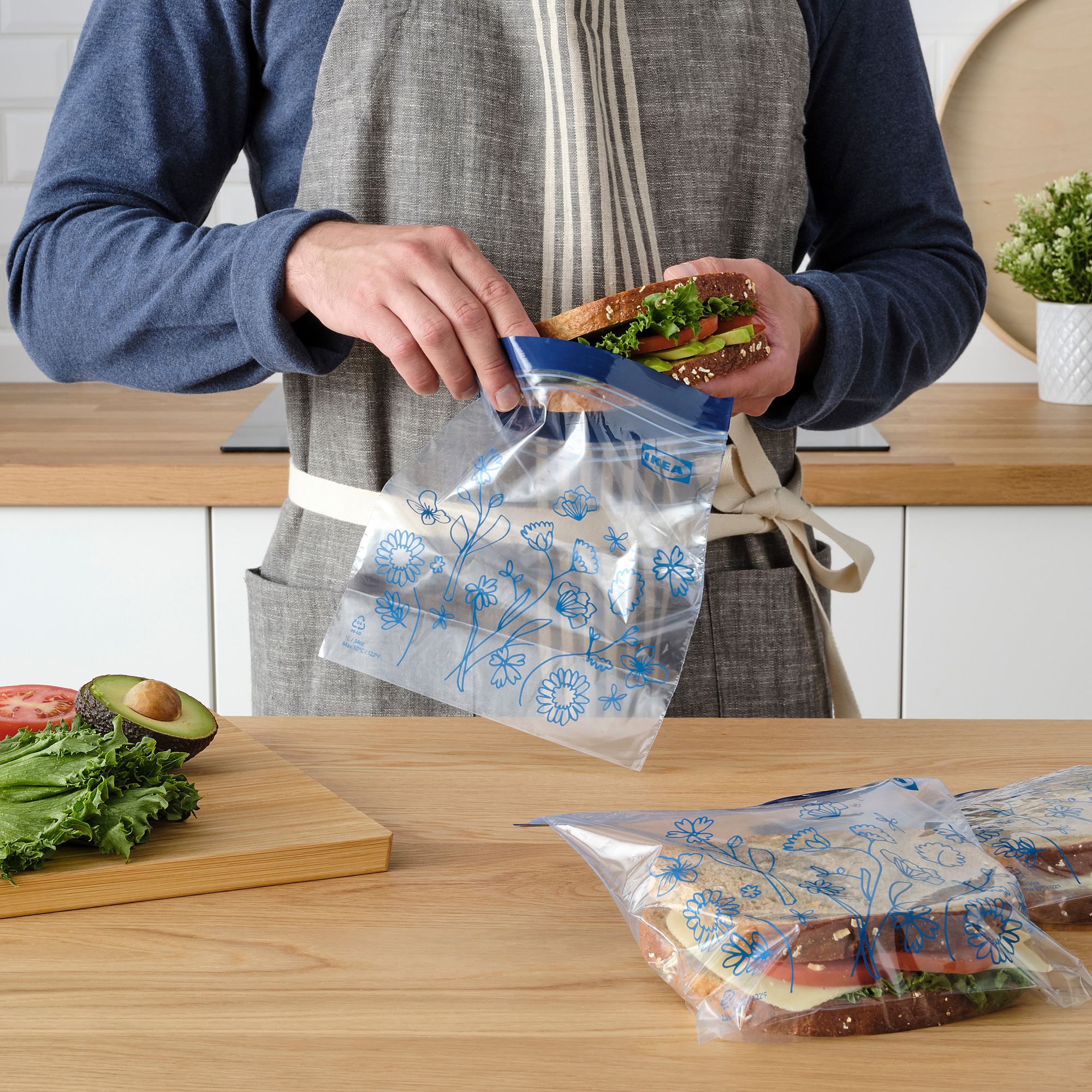 ISTAD IKEA ИСТАД Пакет закрывающийся, с рисунком/синий 1 л  (ТОВАР ВЫШЕЛ ИЗ АССОРТИМЕНТА)