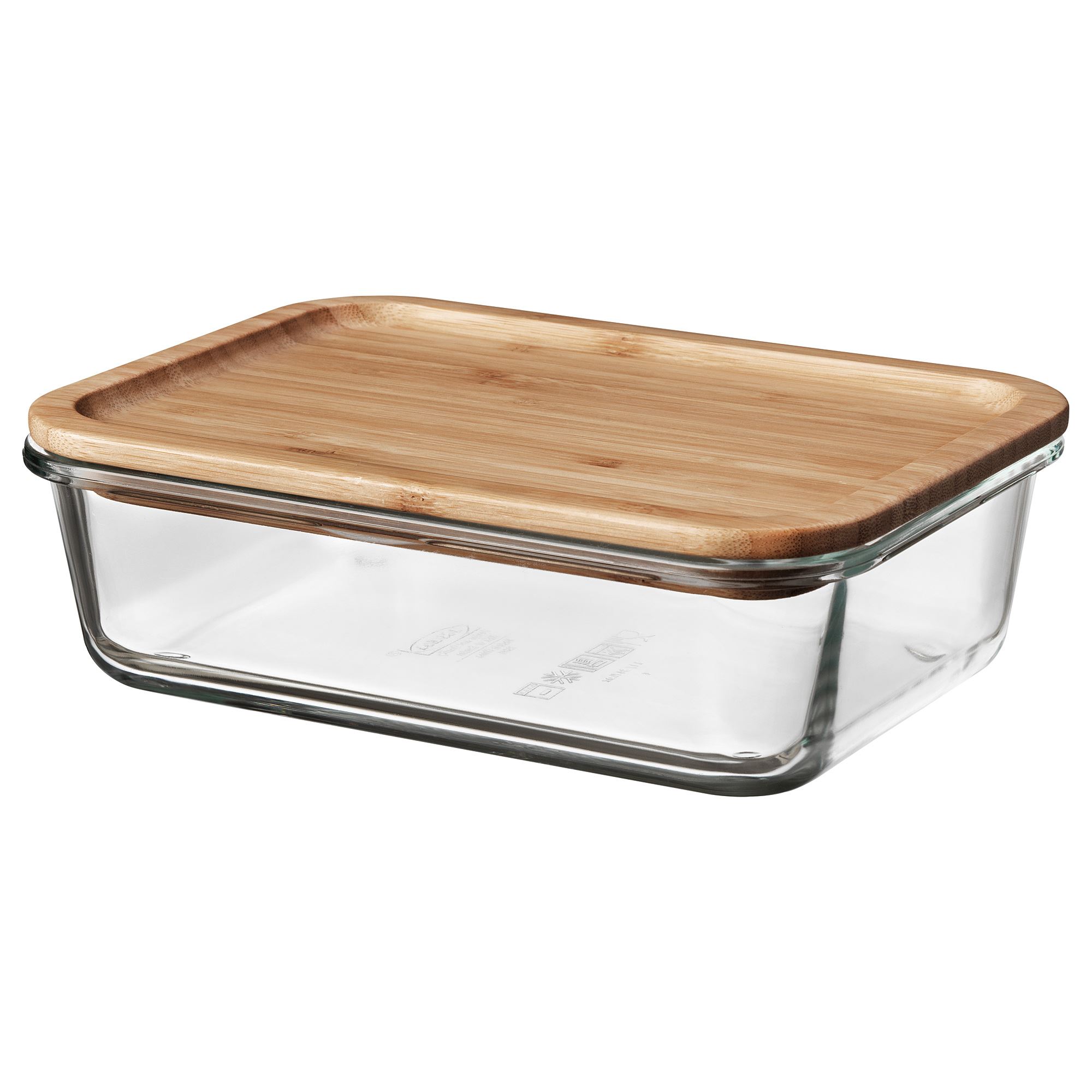 IKEA 365+ Контейнер для продуктов с крышкой, прямоугольн формы стекло/бамбук 1.0 л