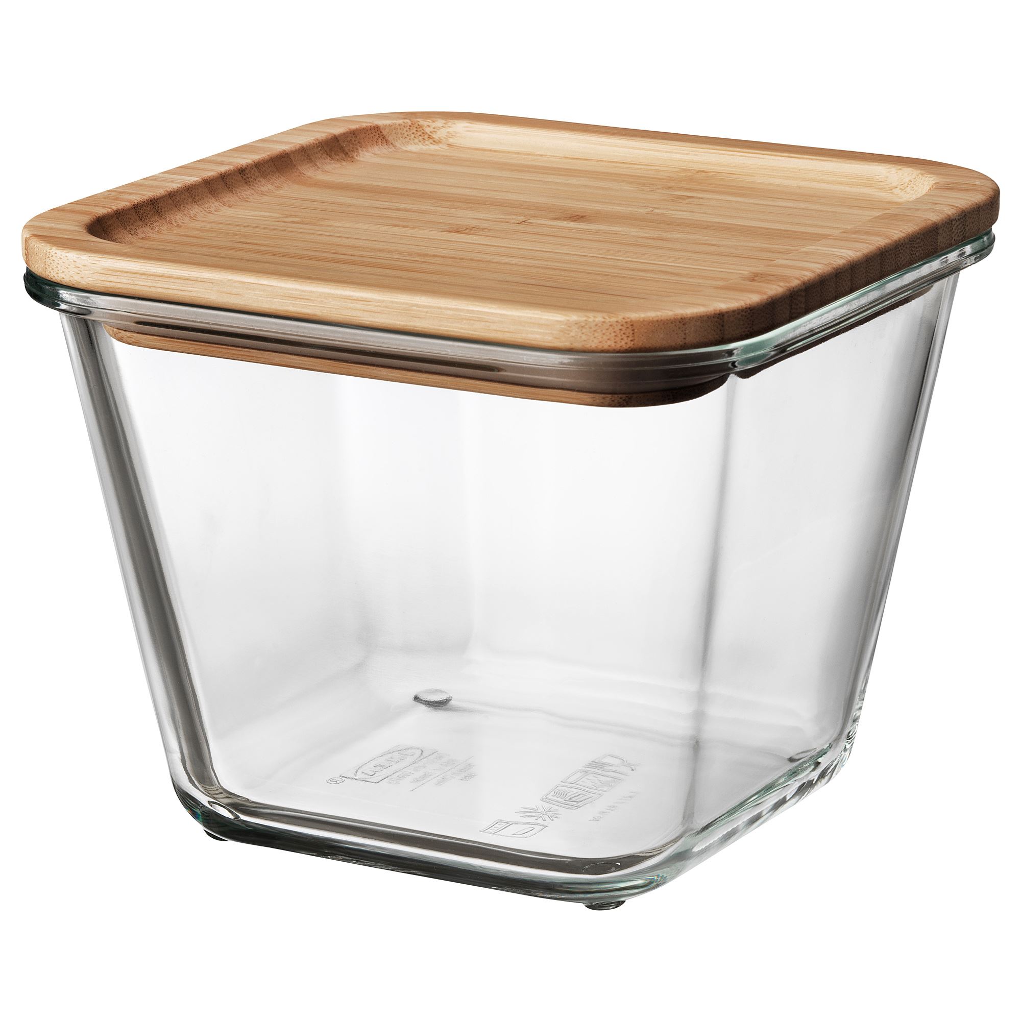 IKEA 365+ Контейнер для продуктов с крышкой, четырехугольной формы стекло/бамбук 1.2 л