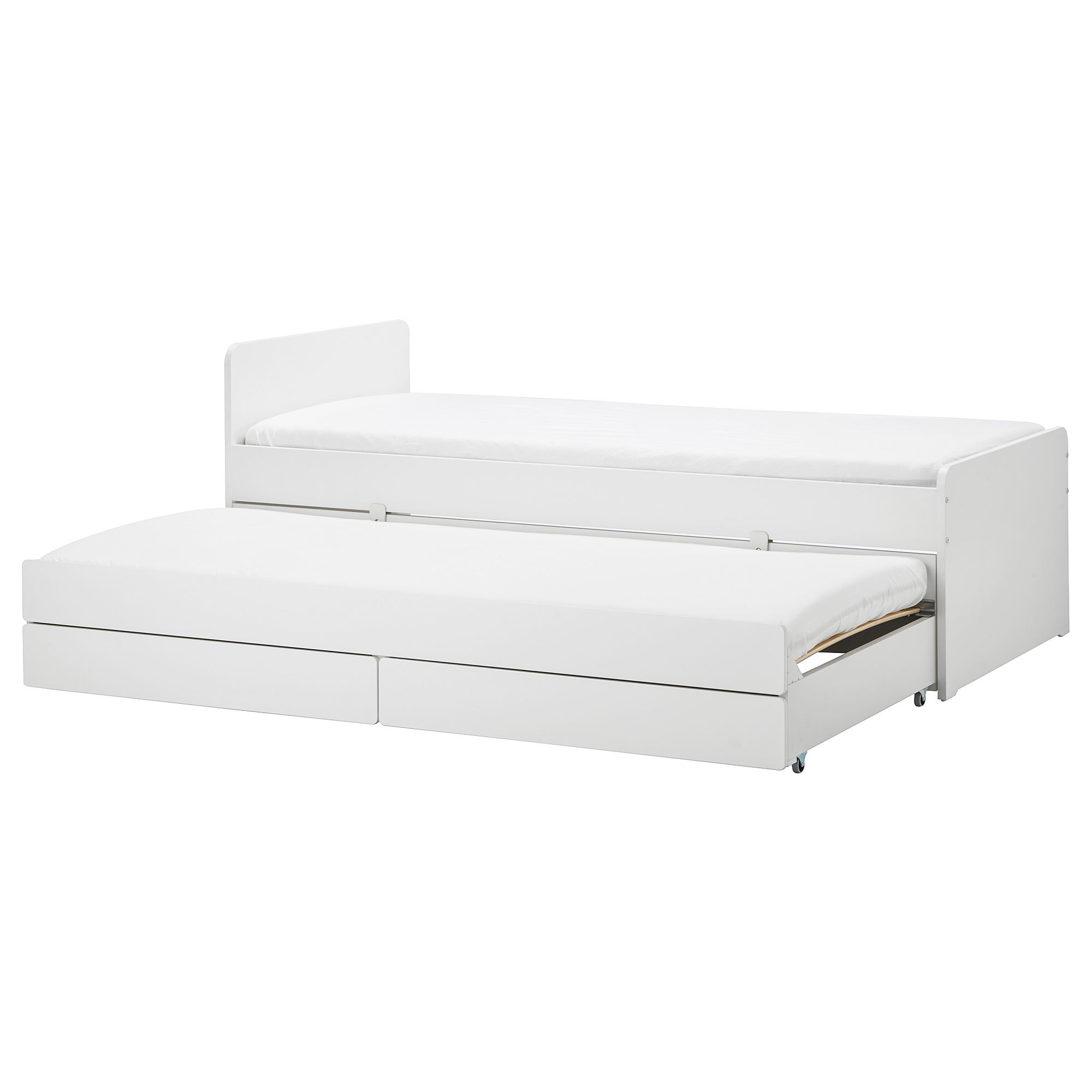 SLAKT IKEA Каркас кровати с выдвижной кроватью, белый 90x200 см