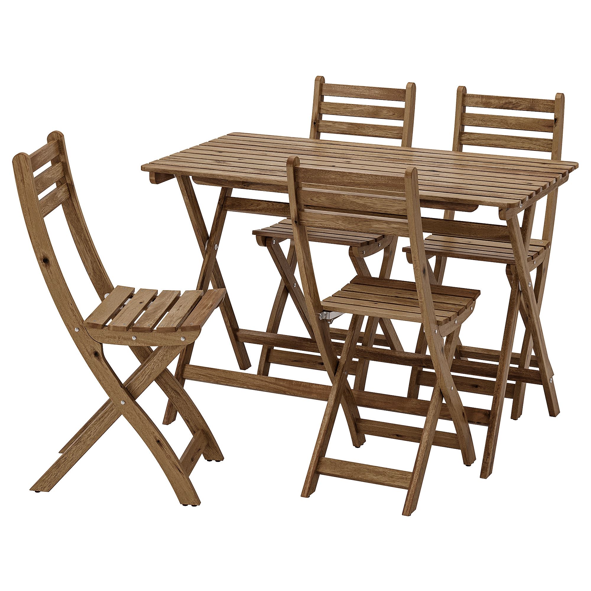 ASKHOLMEN IKEA АСКХОЛЬМЕН Стол + 4 стула, д/сада, светло-коричневая морилка  (ТОВАР ВЫШЕЛ ИЗ АССОРТИМЕНТА)