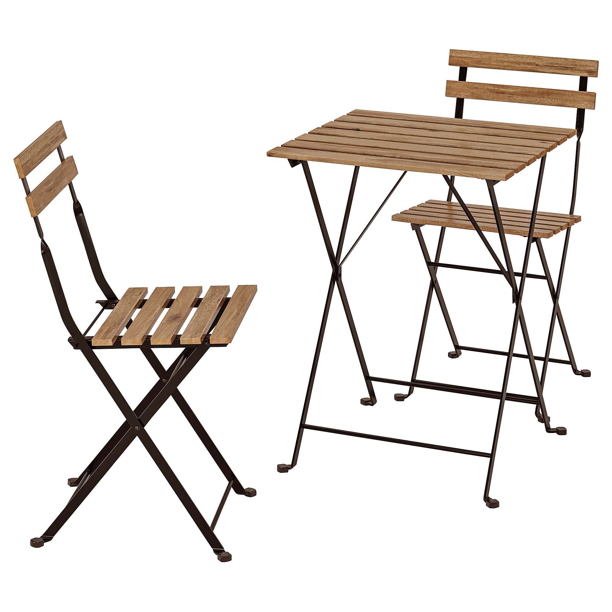 TARNO IKEA ТЭРНО Стол+2 стула, д/сада, черный/светло-коричневая морилка