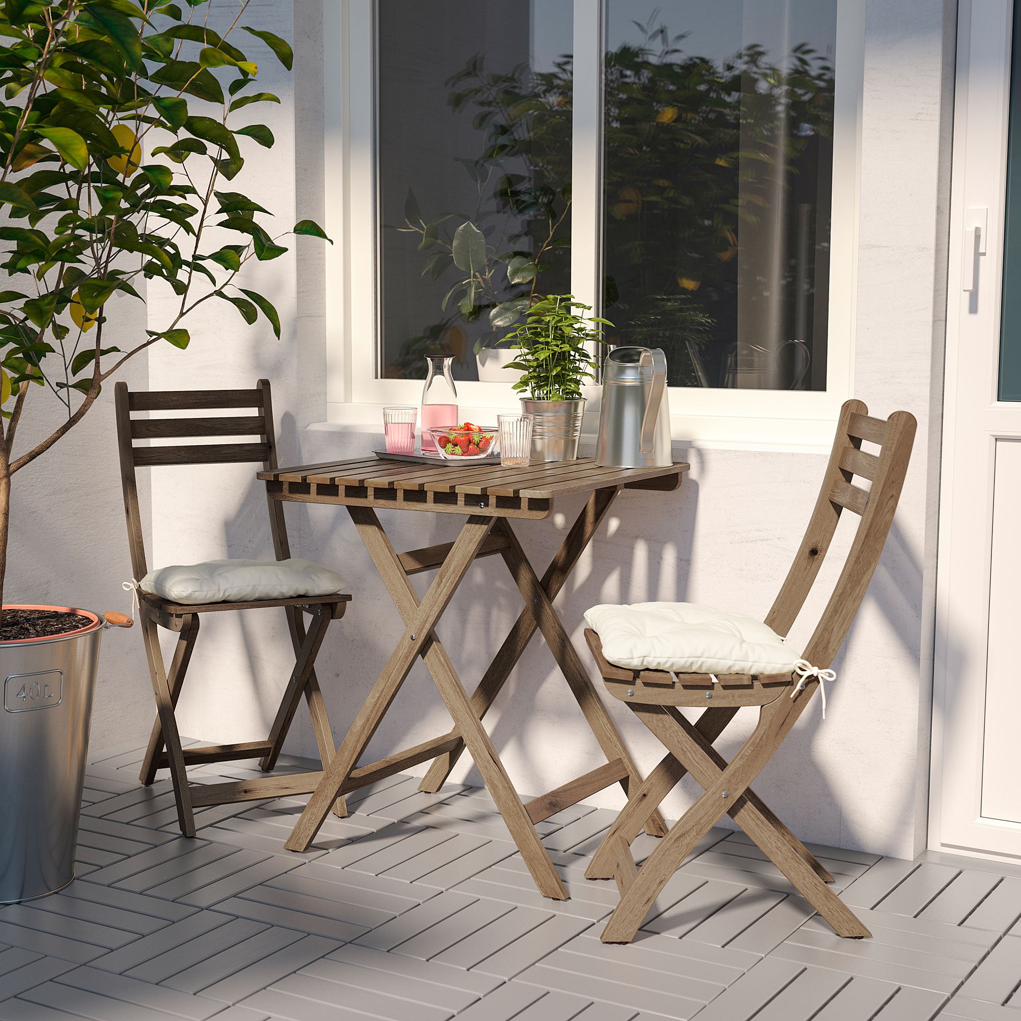 ASKHOLMEN IKEA АСКХОЛЬМЕН Садовый стол, складной светло-коричневая морилка 60x62 см