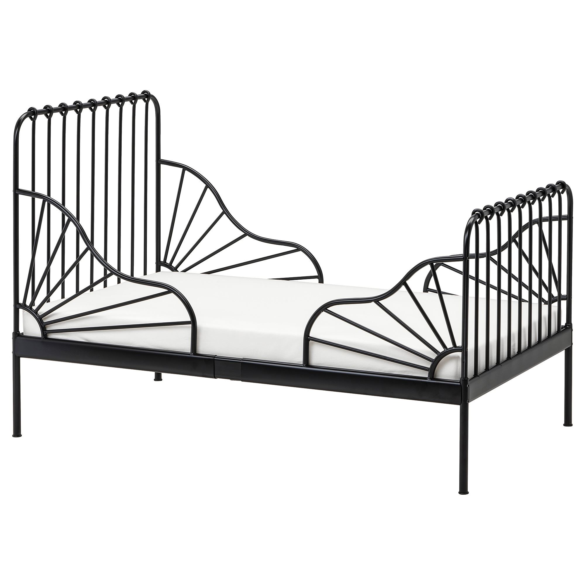 MINNEN/LUROY IKEA Раздвижная кровать с реечным дном, черный 80x200 см  (ТОВАР ВЫШЕЛ ИЗ АССОРТИМЕНТА)