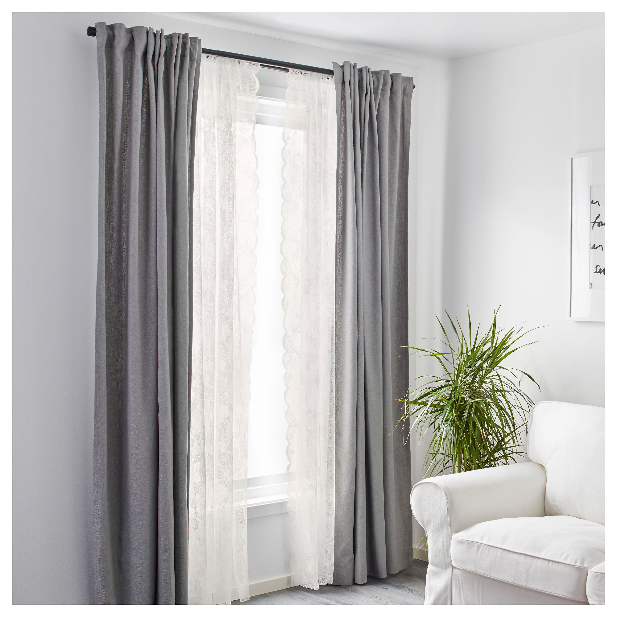 ALVINE IKEA Гардины, белый с оттенком 145x300 см, 2 шт