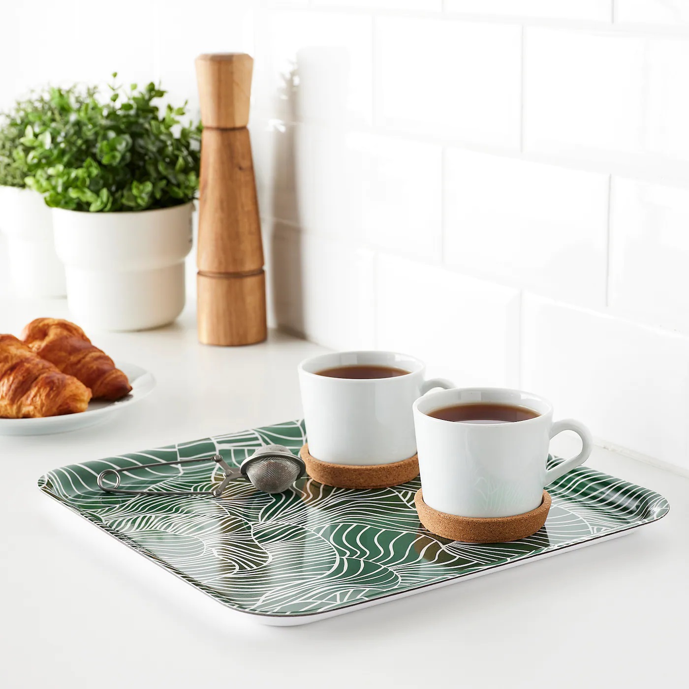 VINTERSNÖ IKEA ВИНТЕРСНЁ Поднос, с рисунком/зеленый 33x33 см  (ТОВАР ВЫШЕЛ ИЗ АССОРТИМЕНТА)