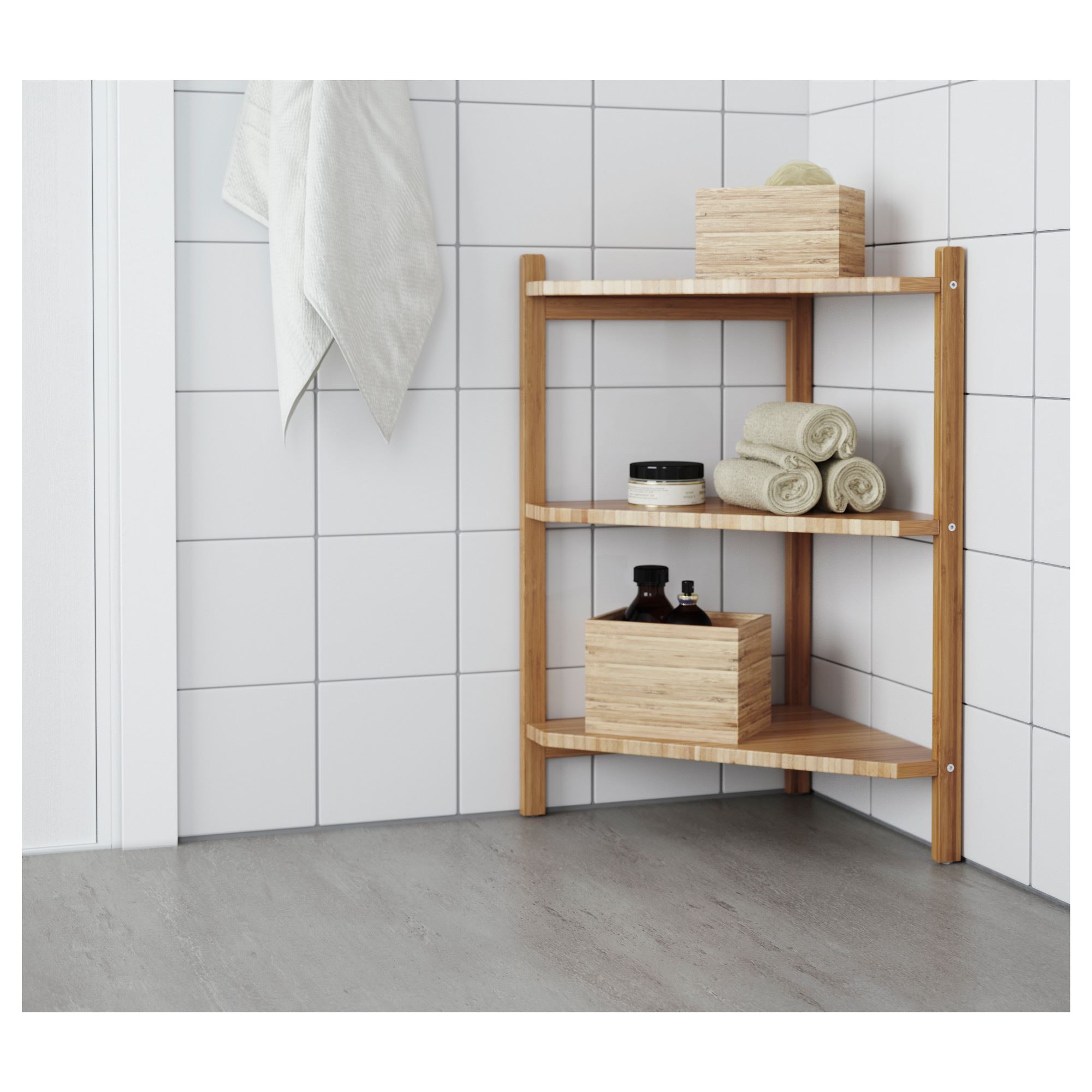 RAGRUND IKEA Угловой стеллаж под раковину, бамбук 34x60 см