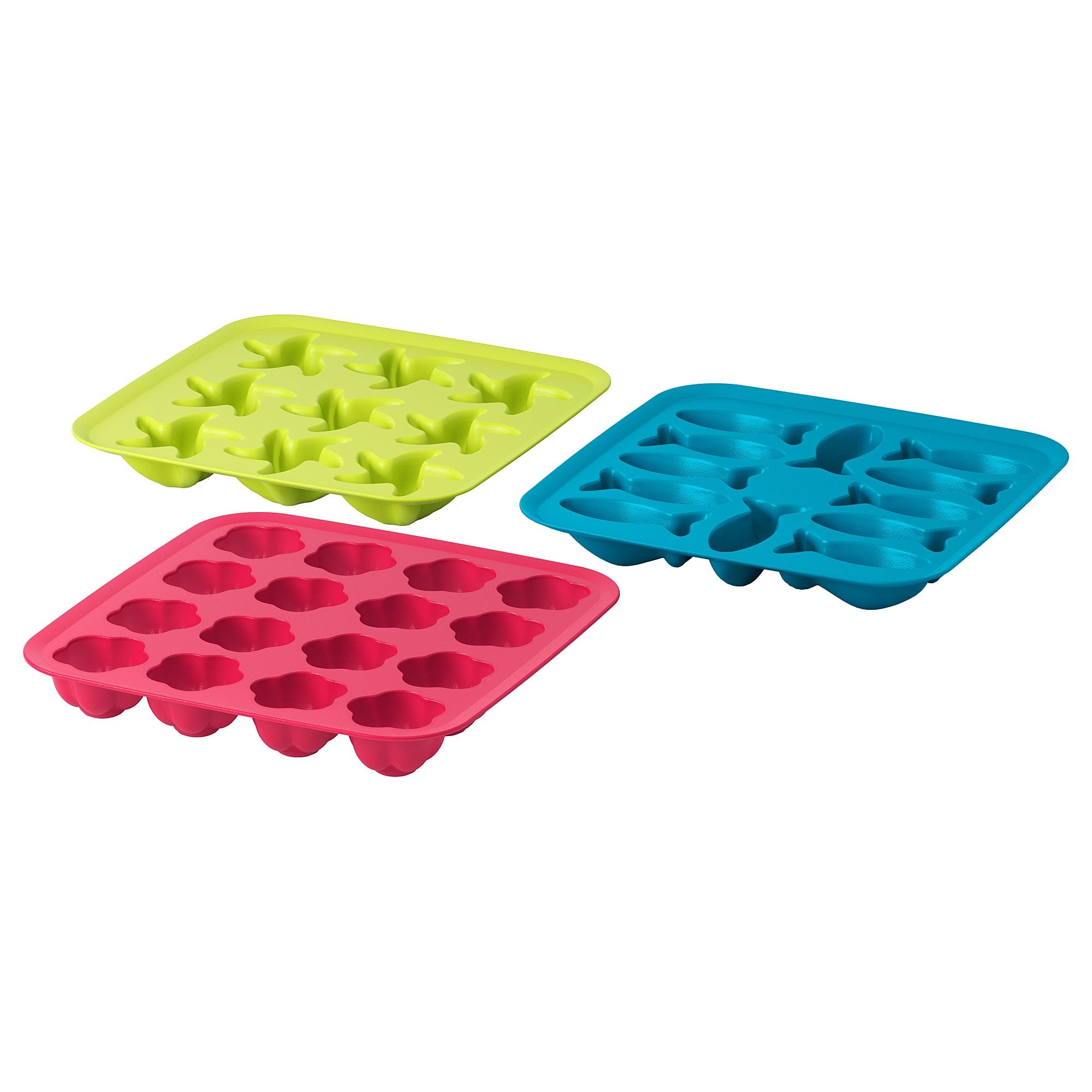 PLASTIS IKEA ПЛАСТИС Формочка для льда, зеленый/розовый/бирюзовый  (ТОВАР ВЫШЕЛ ИЗ АССОРТИМЕНТА)