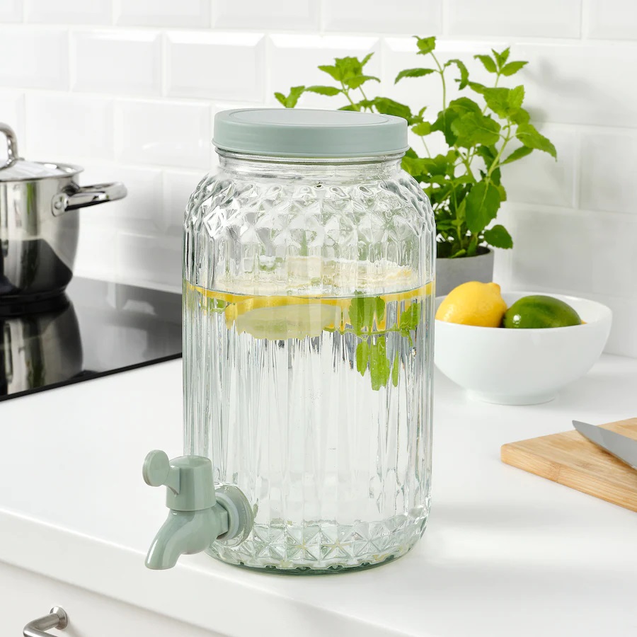 SOMMARFLÄDER IKEA Банка с краном, прозрачное стекло/светло-зеленый 3 л  (ТОВАР ВЫШЕЛ ИЗ АССОРТИМЕНТА)