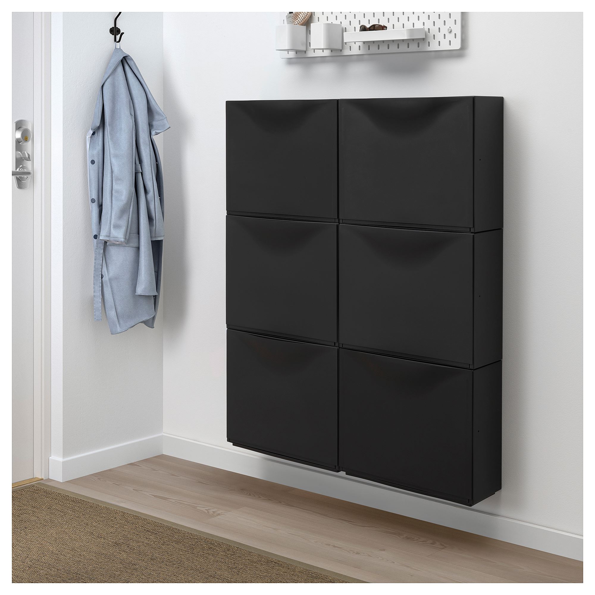TRONES IKEA ТРОНЭС Галошница/шкаф, черный, 52x18x39 см