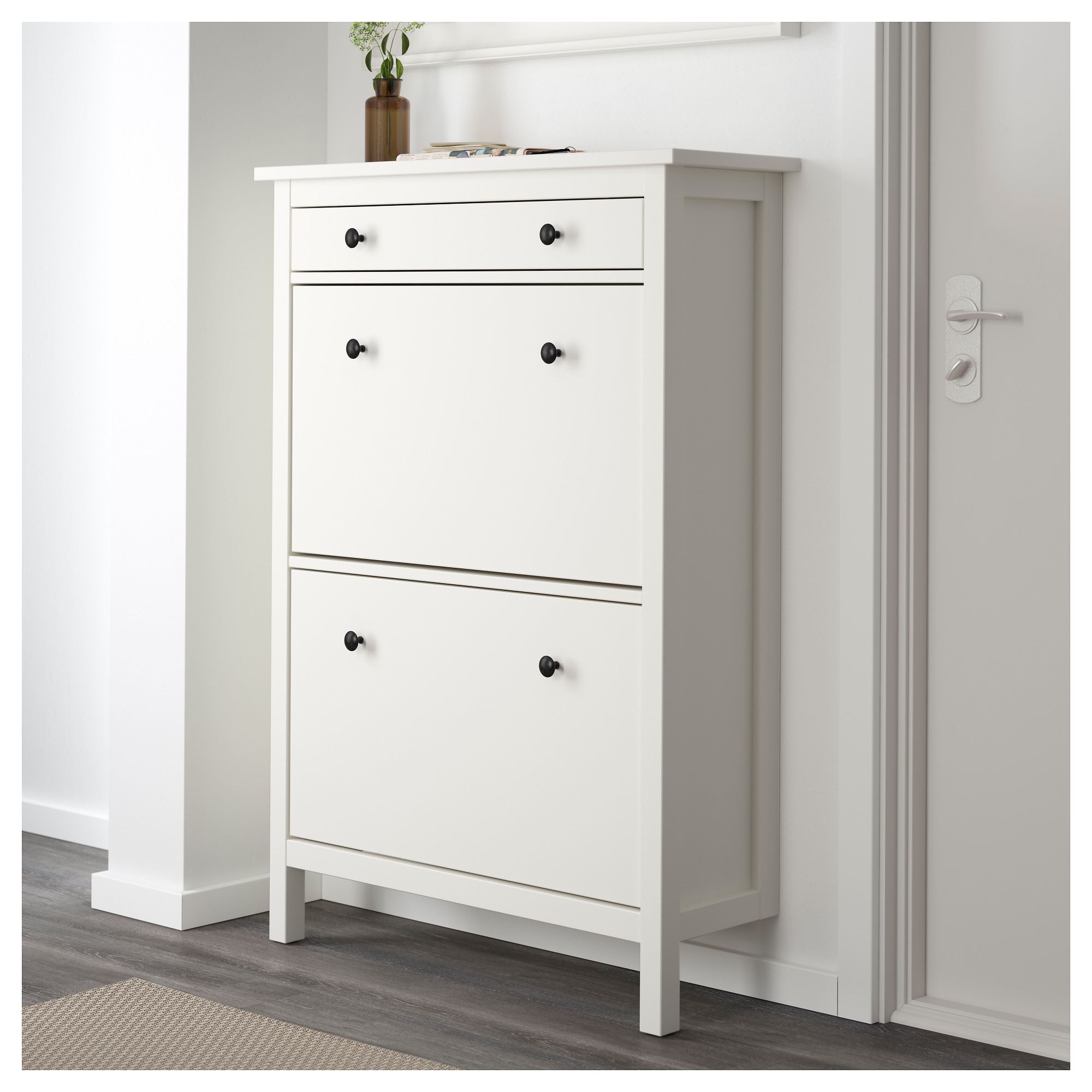 HEMNES IKEA Галошница с 2 отделениями, белый, 89x30x127 см