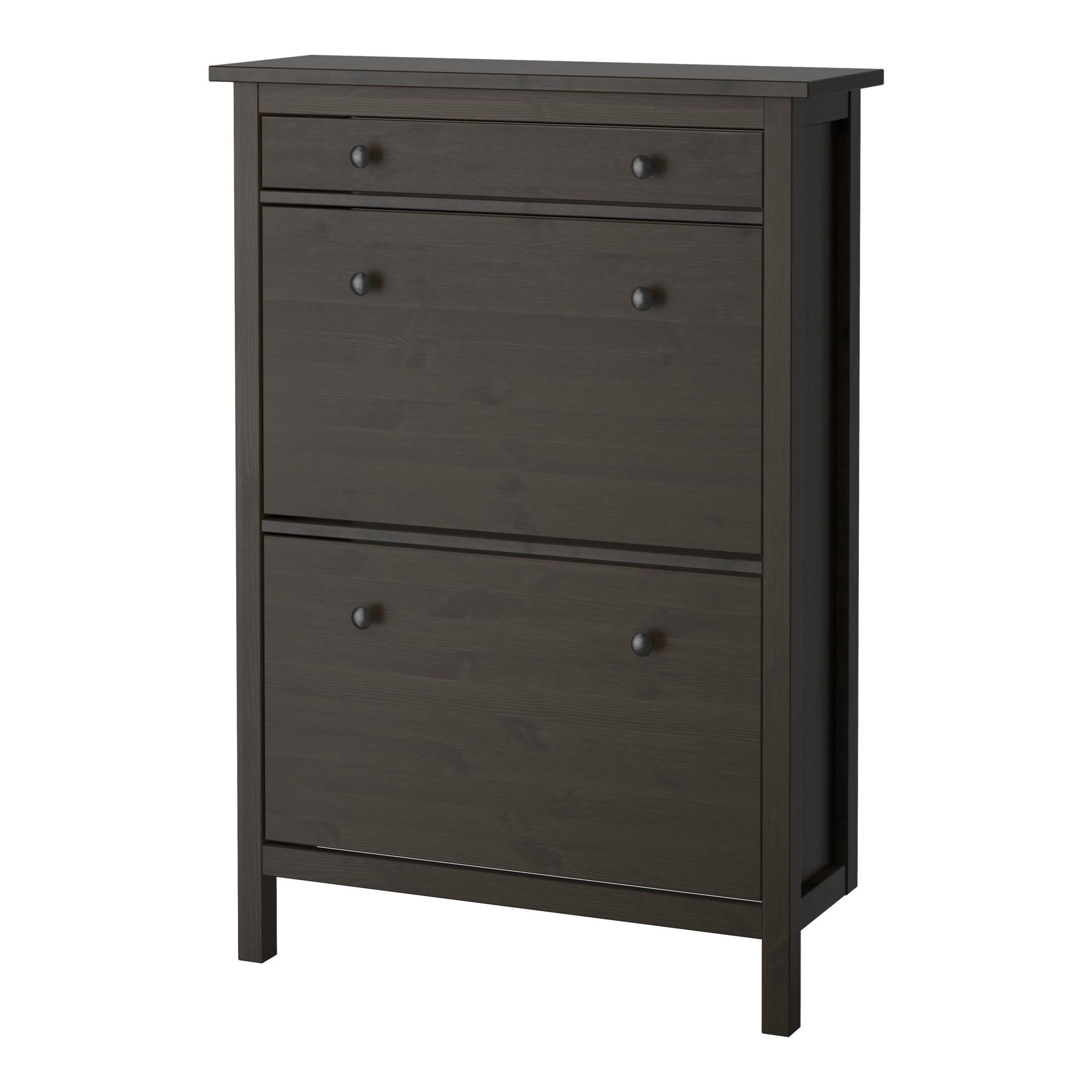 HEMNES IKEA Галошница с 2 отделениями, черно-коричневый, 89x30x127 см
