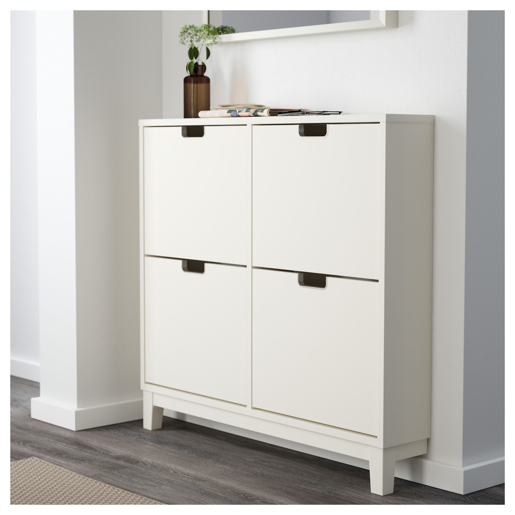 STALL IKEA СТЭЛЛ Галошница, 4 отделения, белый, 96x17x90 см