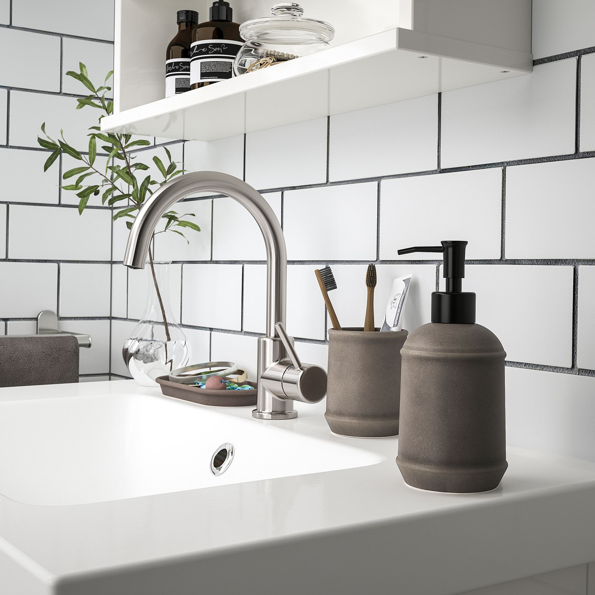 TVÅLSJÖN IKEA ТВОЛЬСШЁН Набор для ванной, 3 предмета