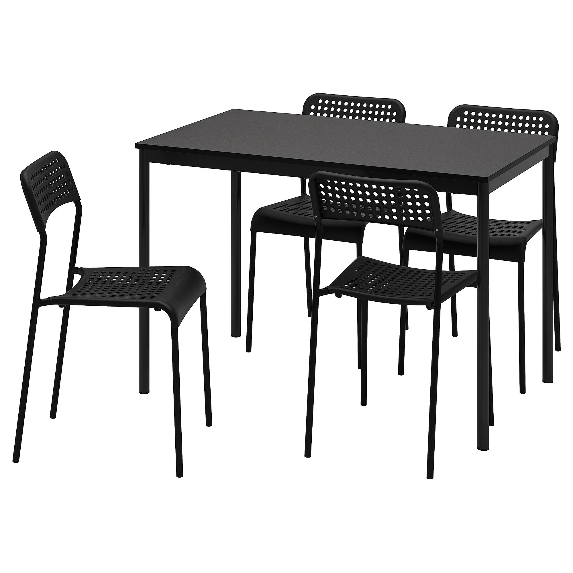 САНДСБЕРГ/АДДЕ IKEA ADDE/SANDSBERG стол и 4 стула, 110x67 см, черный/черный