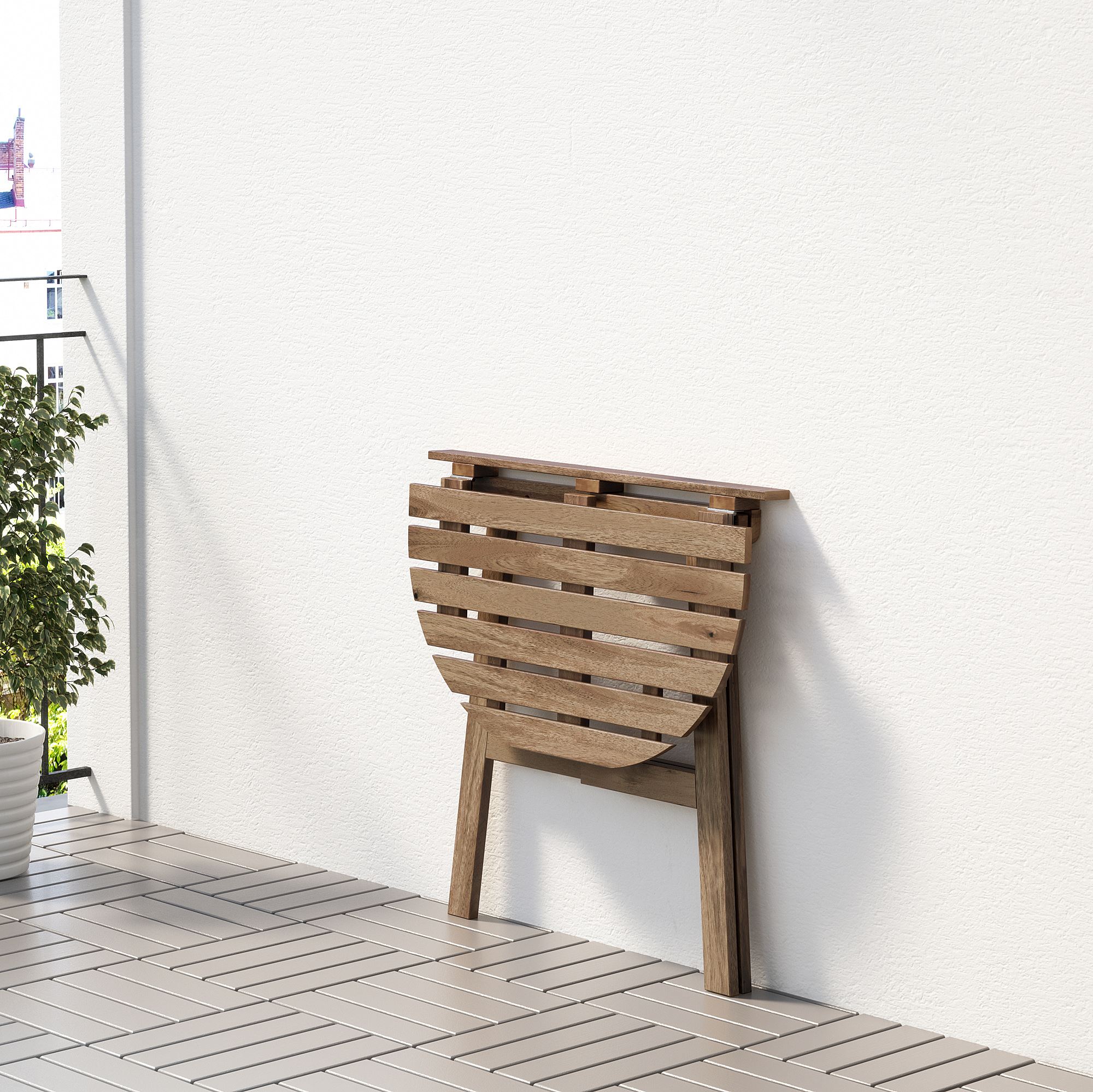 ASKHOLMEN IKEA АСКХОЛЬМЕН Пристенный стол, садовый, складной светло-коричневая морилка, 70x44 см
