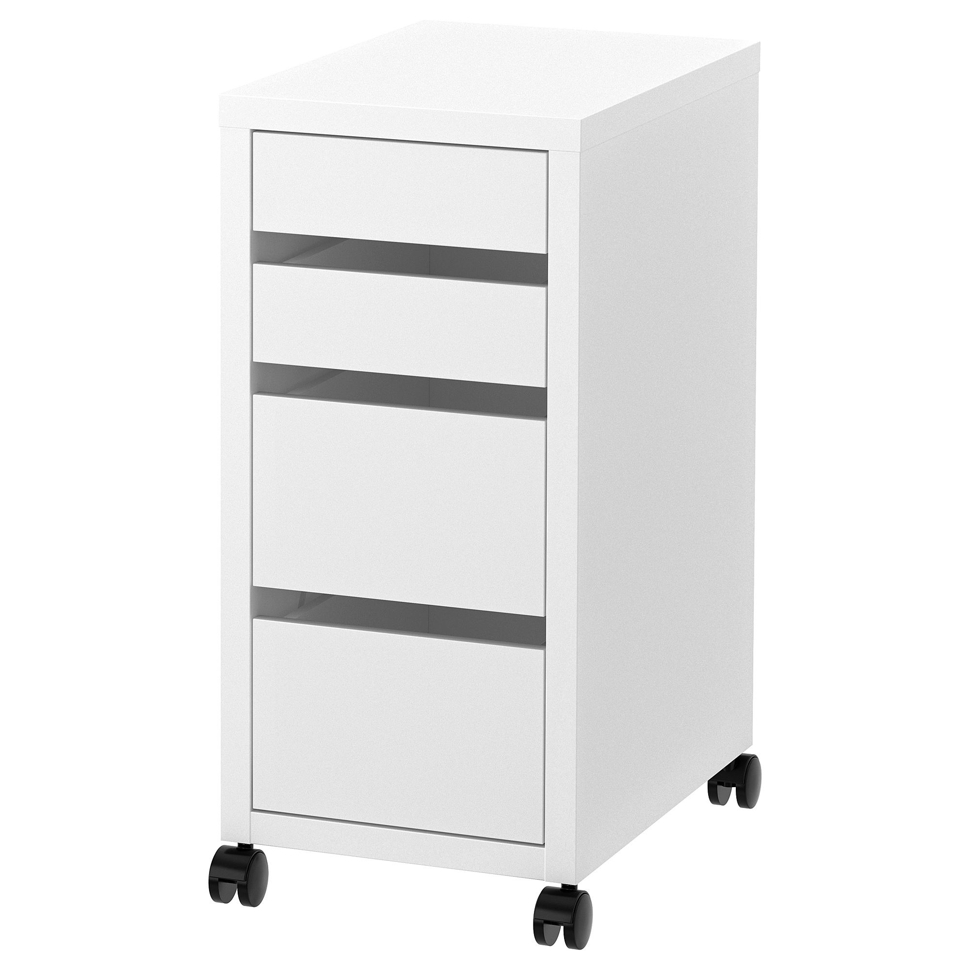 MICKE IKEA МИККЕ Тумба с ящиками на колесах, белый, 35x75 см