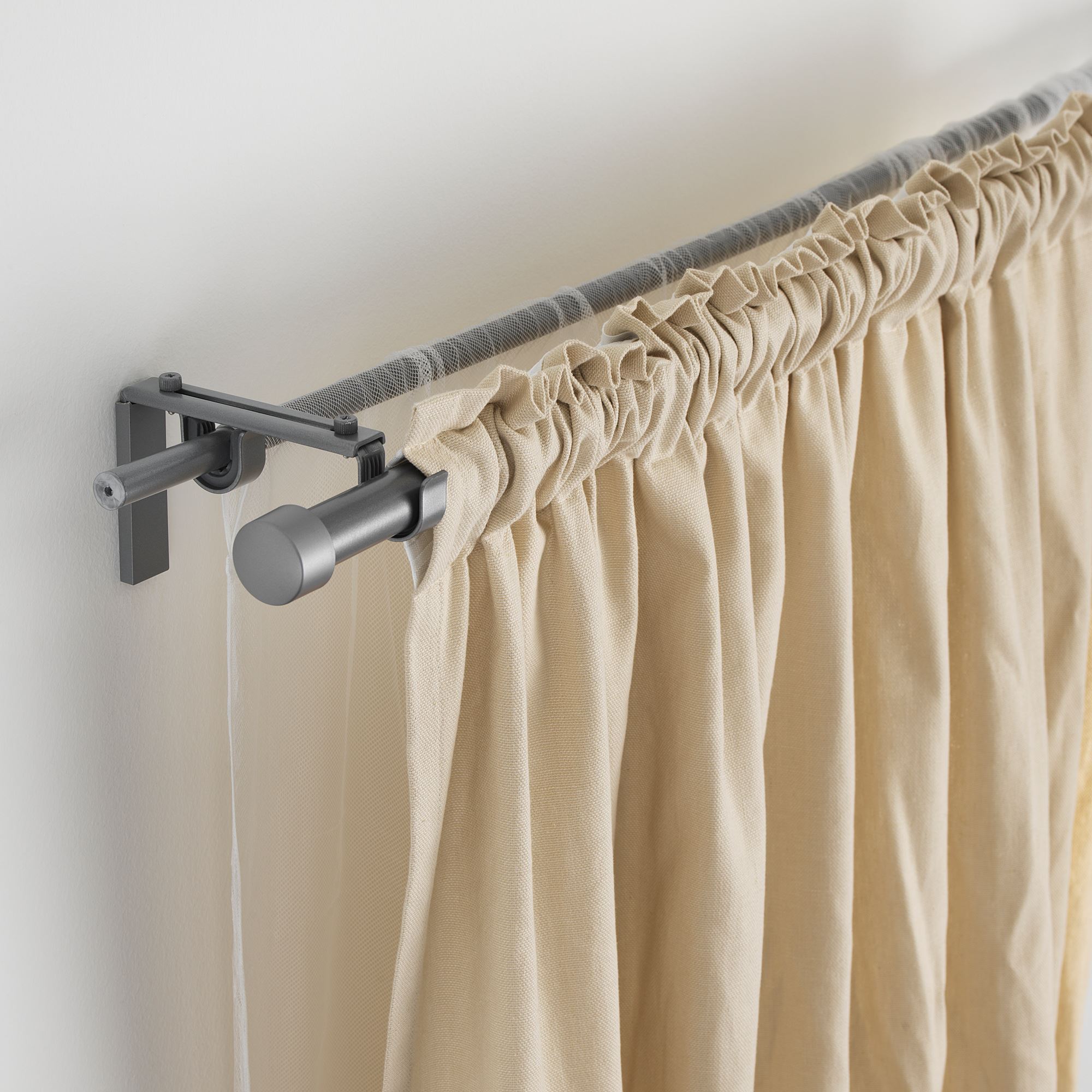 HUGAD IKEA ХУГАД Карниз гардинный, серебристый 210-385 см
