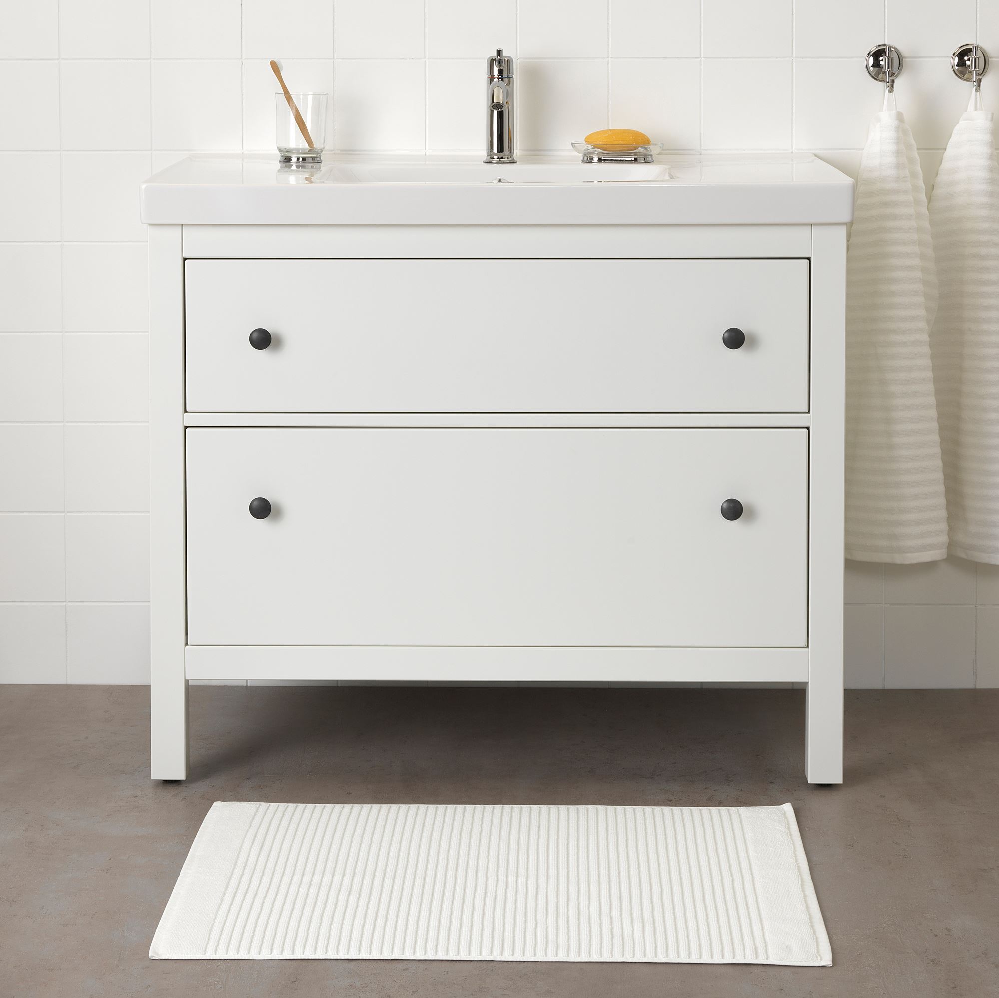 ALSTERN IKEA Коврик для ванной, белый, 50x80 см