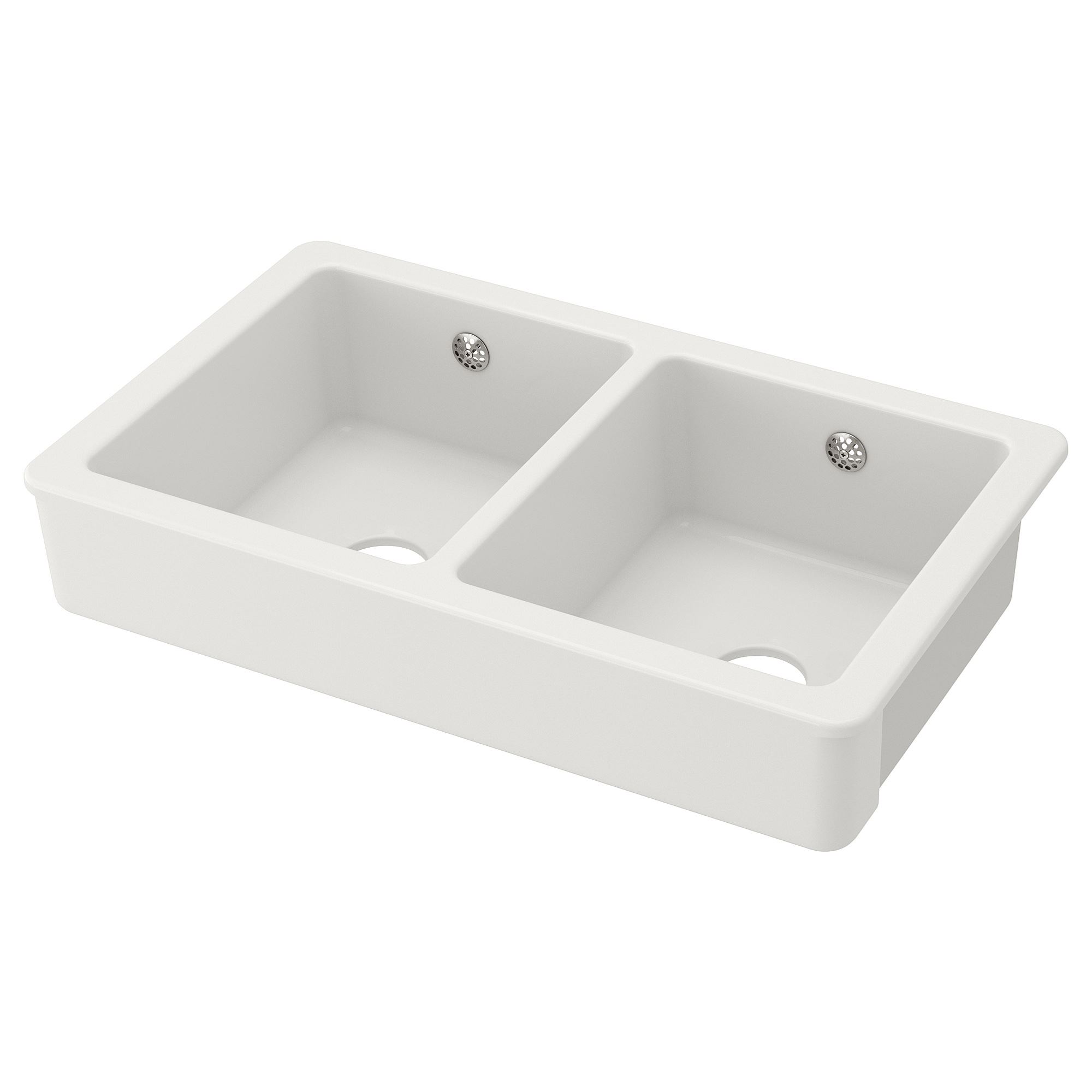 HAVSEN IKEA ХАВСЕН Двойная мойка, видимая фронт стенка, белый, 82x48 см
