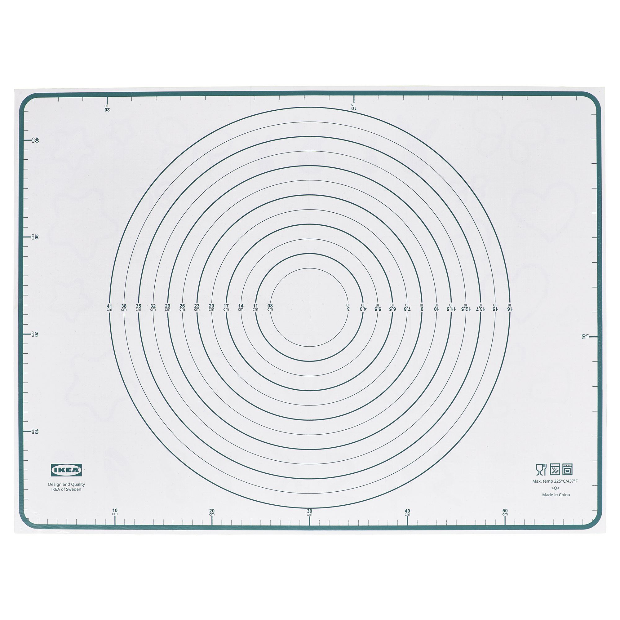 BAKTRADITION IKEA БАКТРАДИТИОН Коврик для выпечки, белый/бирюзовый, 61x46 см