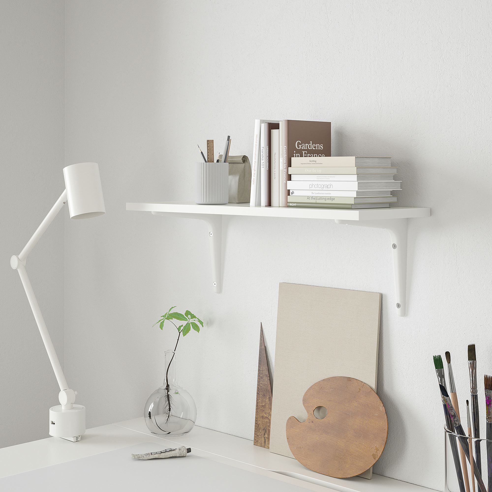 BURHULT IKEA БУРГУЛЬТ / SIBBHULT СИББГУЛЬТ Полка навесная, белый/белый, 59x20 см