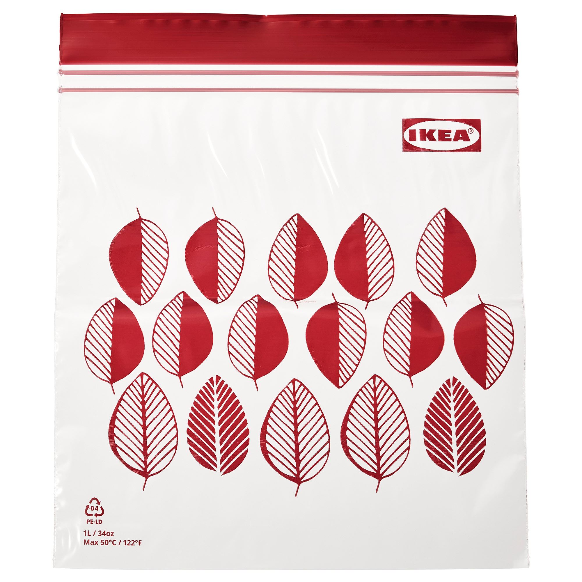 ISTAD IKEA ИСТАД Пакет закрывающийся, с рисунком/красный, 1 л, 25 шт  (ТОВАР ВЫШЕЛ ИЗ АССОРТИМЕНТА)