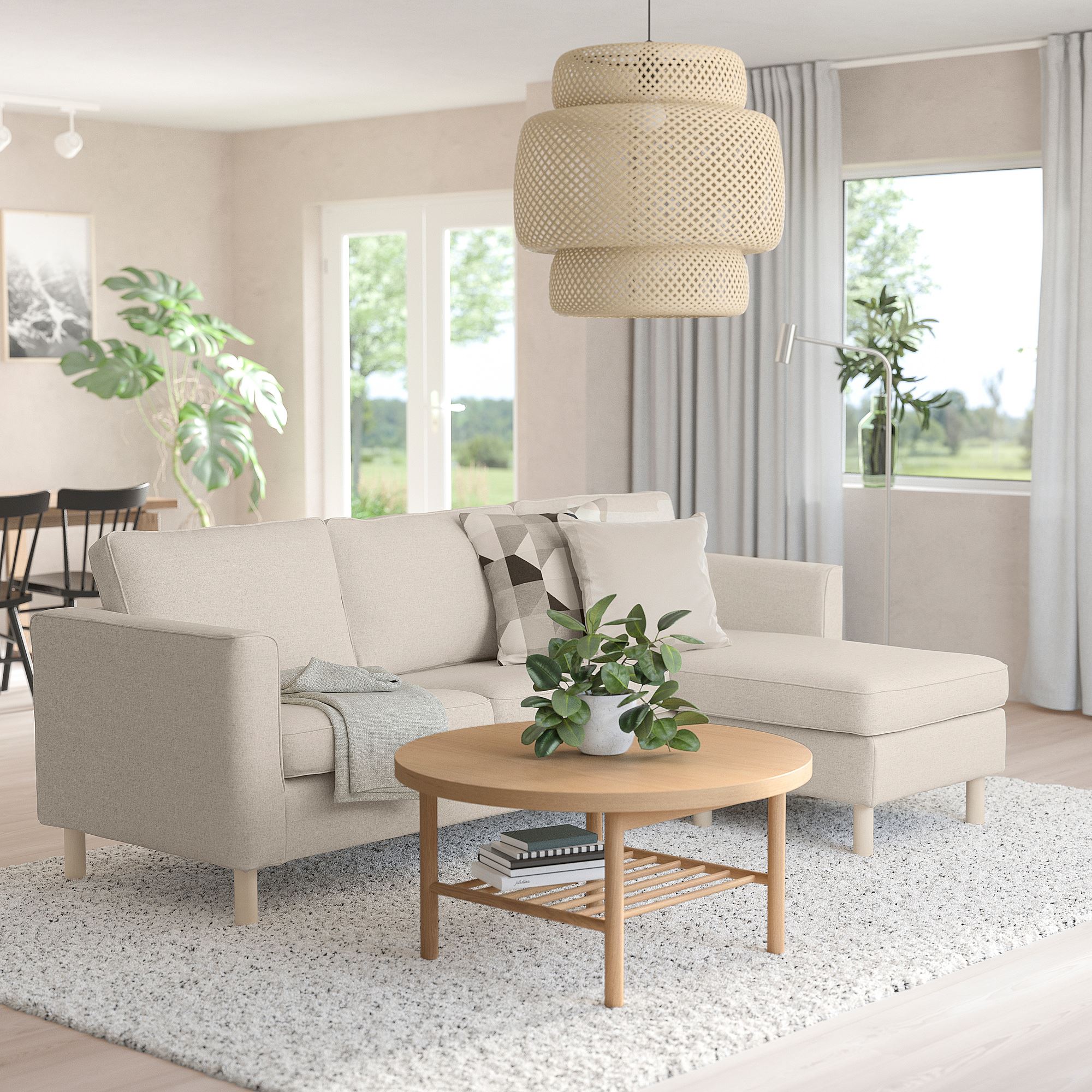 PARUP IKEA 3-местный диван с козеткой, Gunnared бежевый