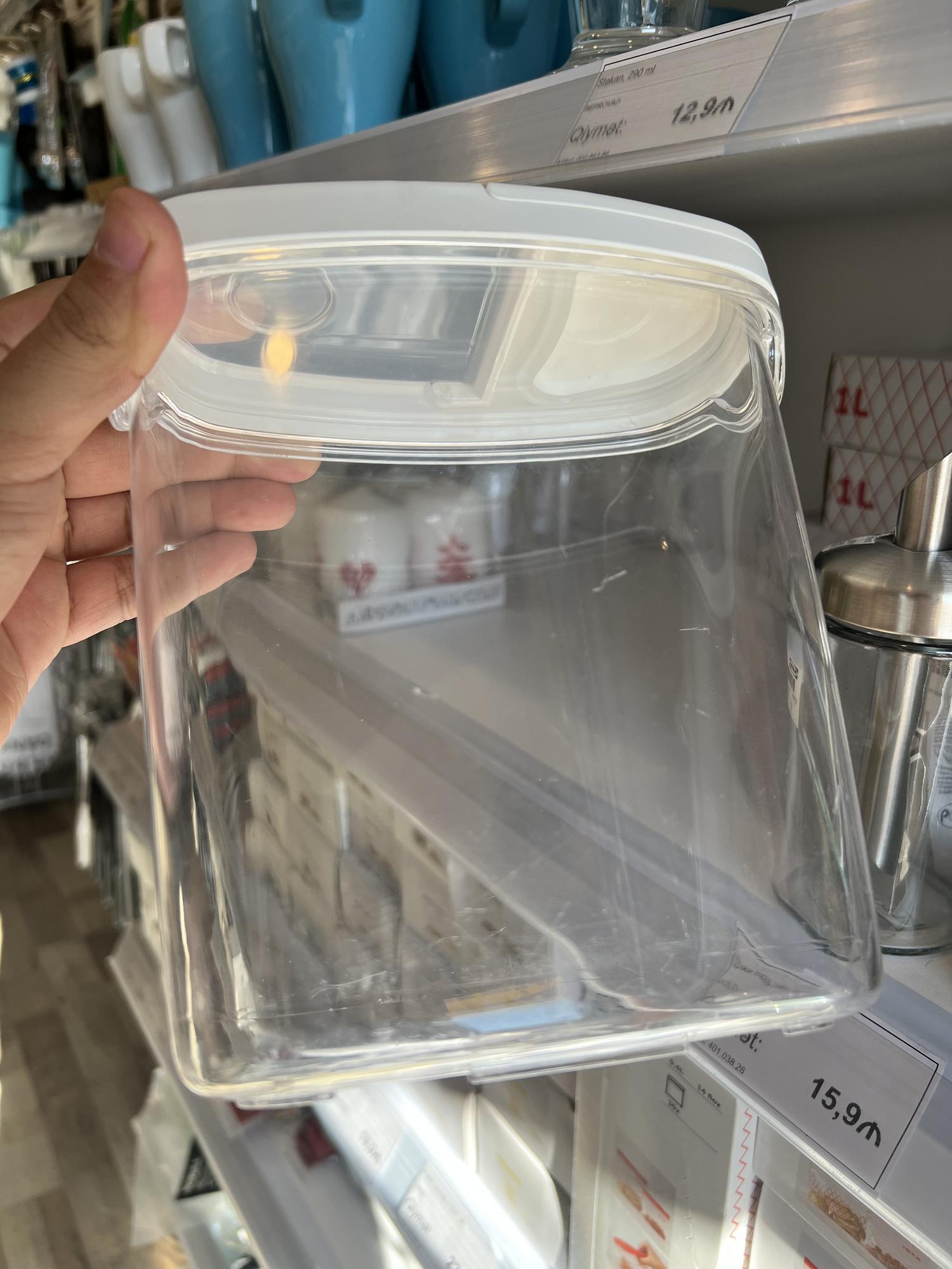 IKEA 365+ Контейнер+крышка д/сухих продуктов, прозрачный/белый1.3 л (есть царапины)