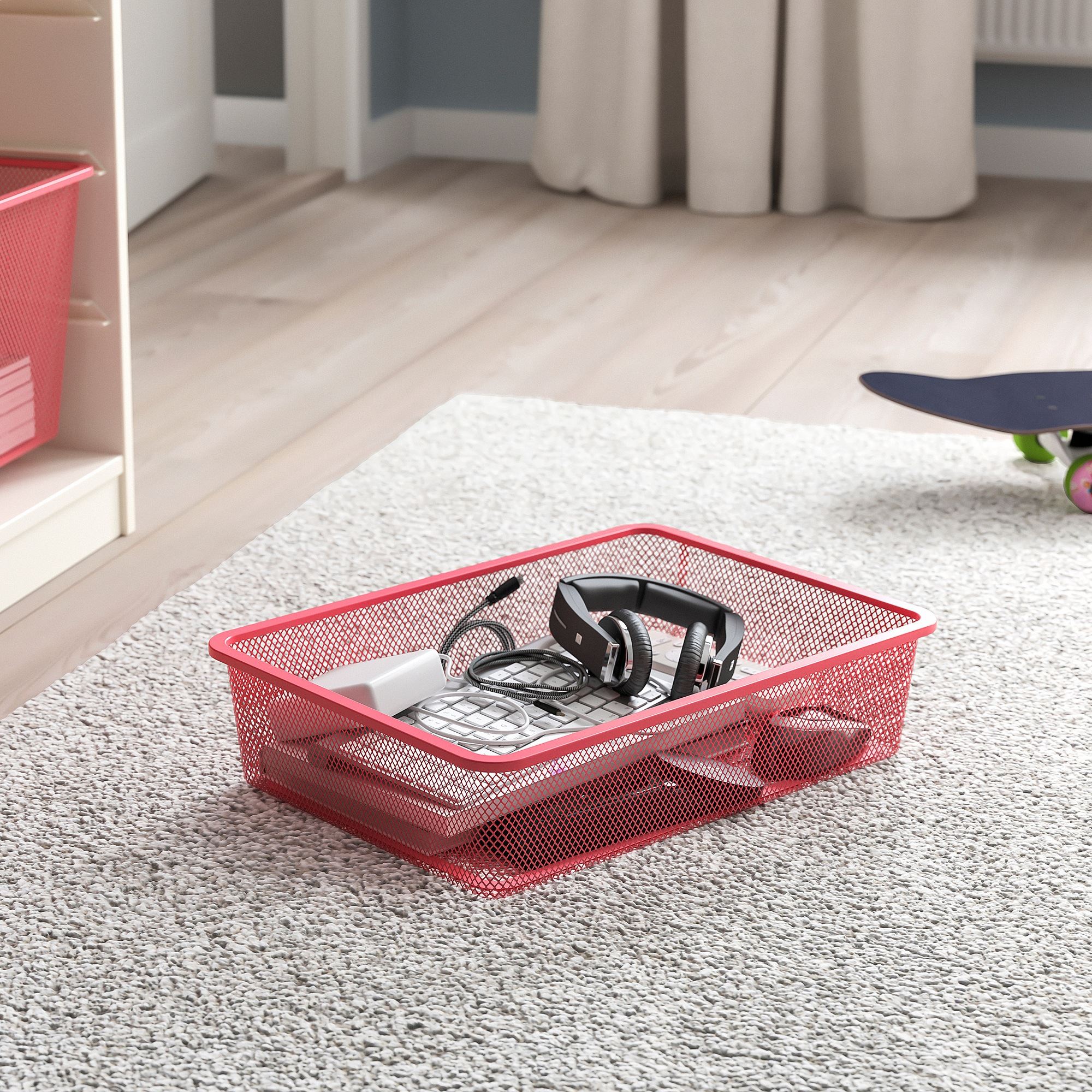 TROFAST IKEA Сетчатый контейнер, 42x30x10 см, светло-красный