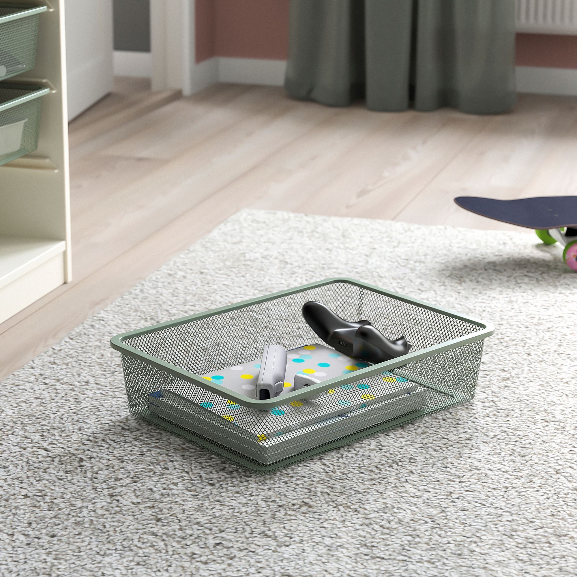 TROFAST IKEA Сетчатый контейнер, 42x30x10 см, светлый зелено-серый
