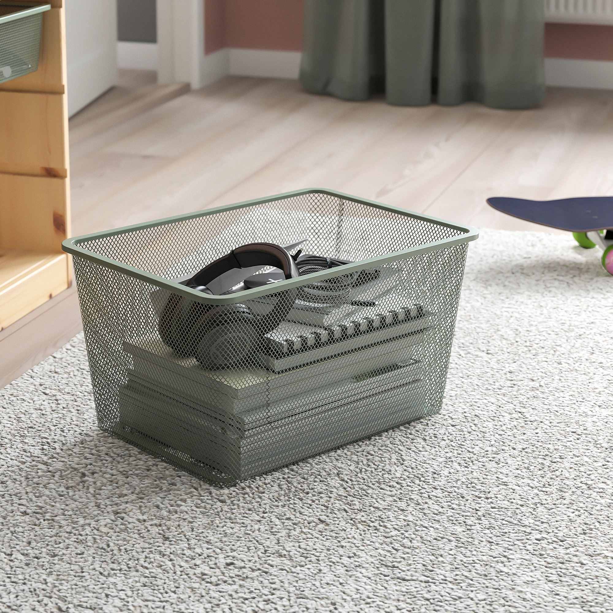 TROFAST IKEA Сетчатый контейнер, 42x30x23 см, светлый зелено-серый