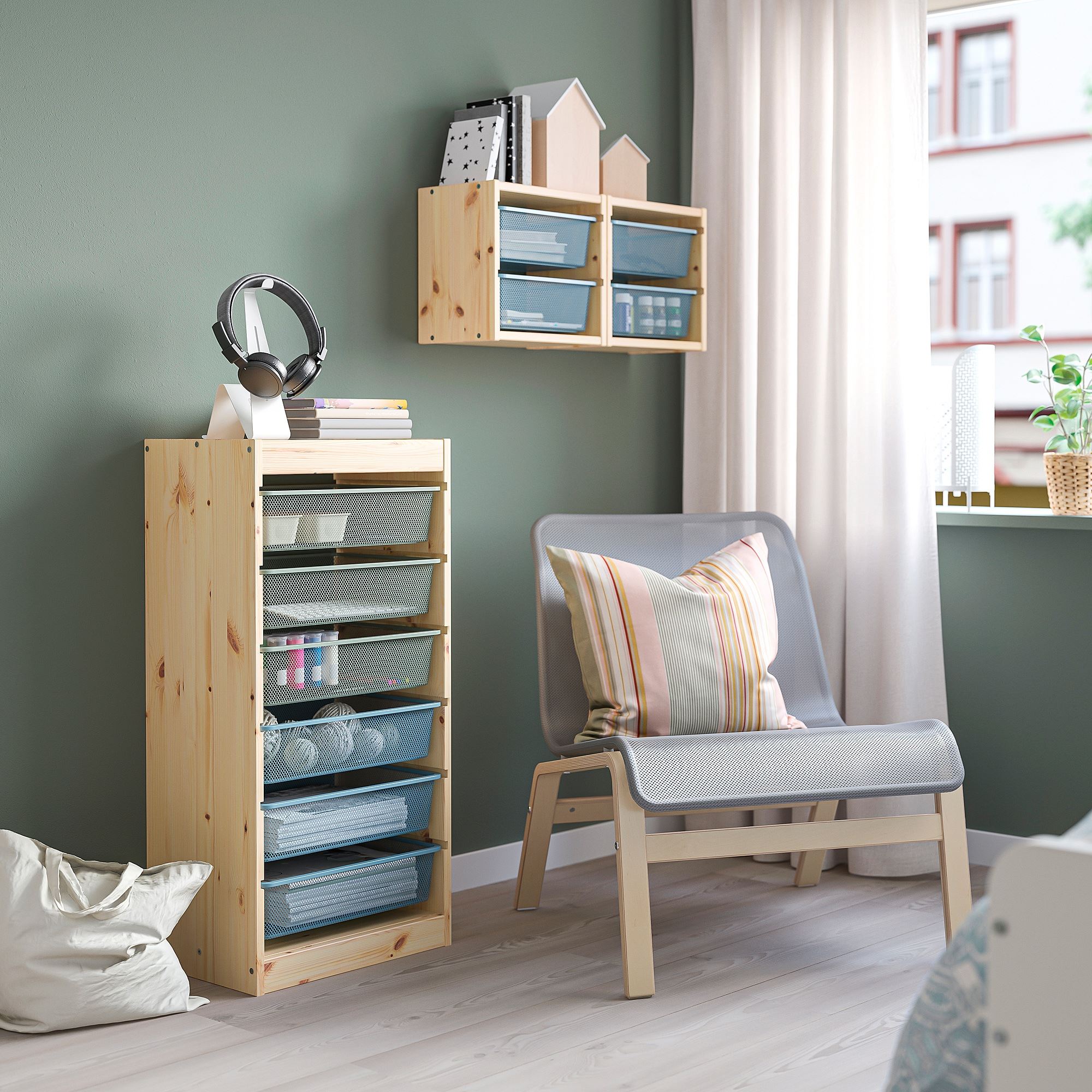 TROFAST IKEA Каркас, 44x30x91 см, светлая беленая сосна