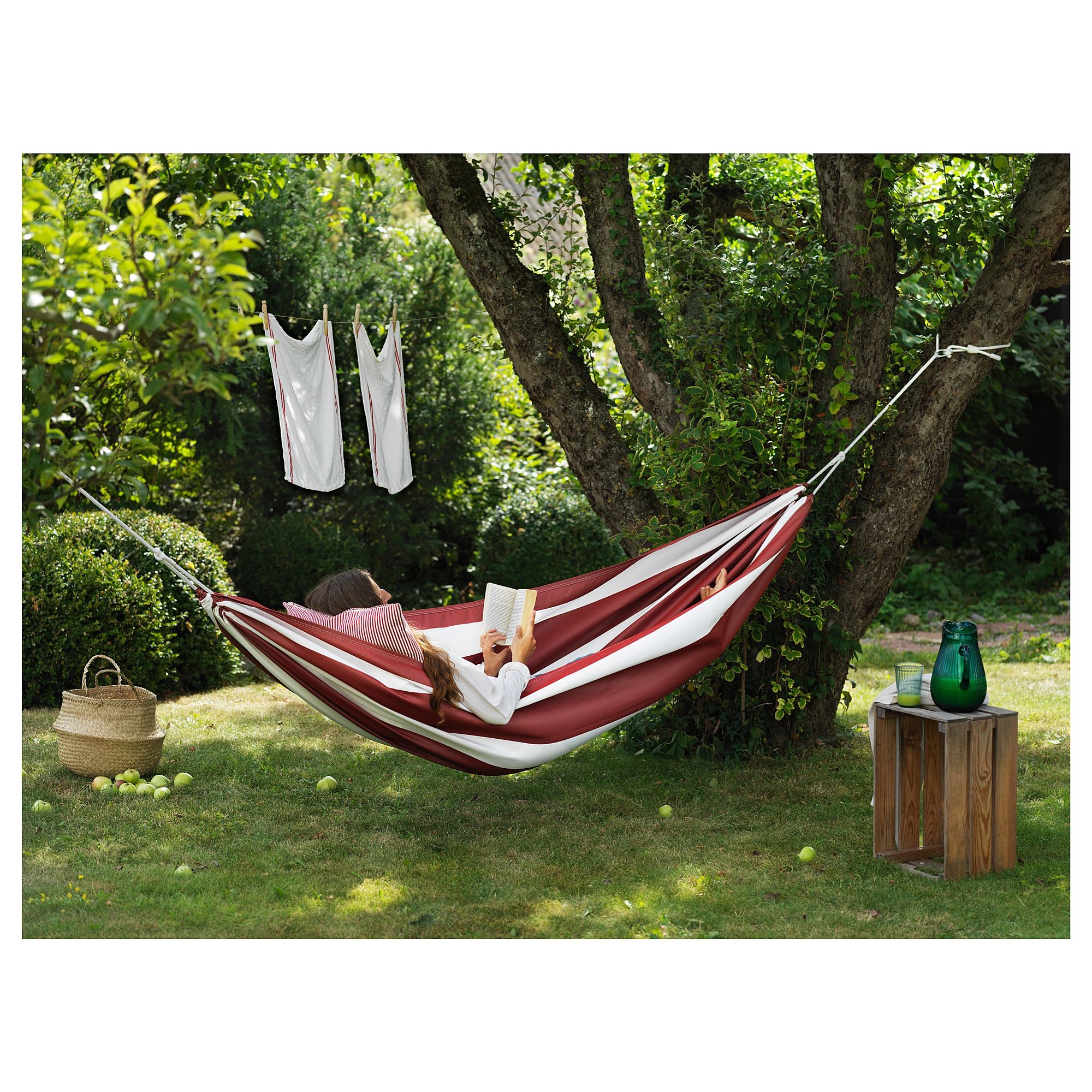HAMNON IKEA Гамак, 150x265 см, красный/белый  (ТОВАР ВЫШЕЛ ИЗ АССОРТИМЕНТА)