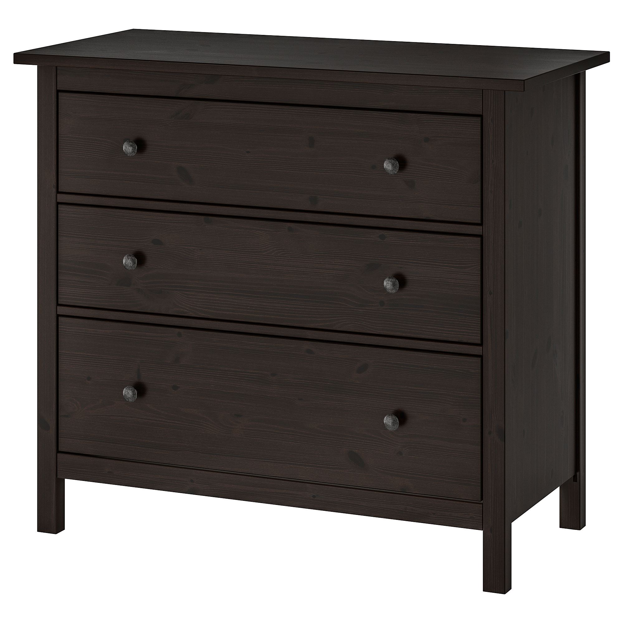 HEMNES IKEA Комод с 3 ящиками, 108x96 см, черно-коричневый