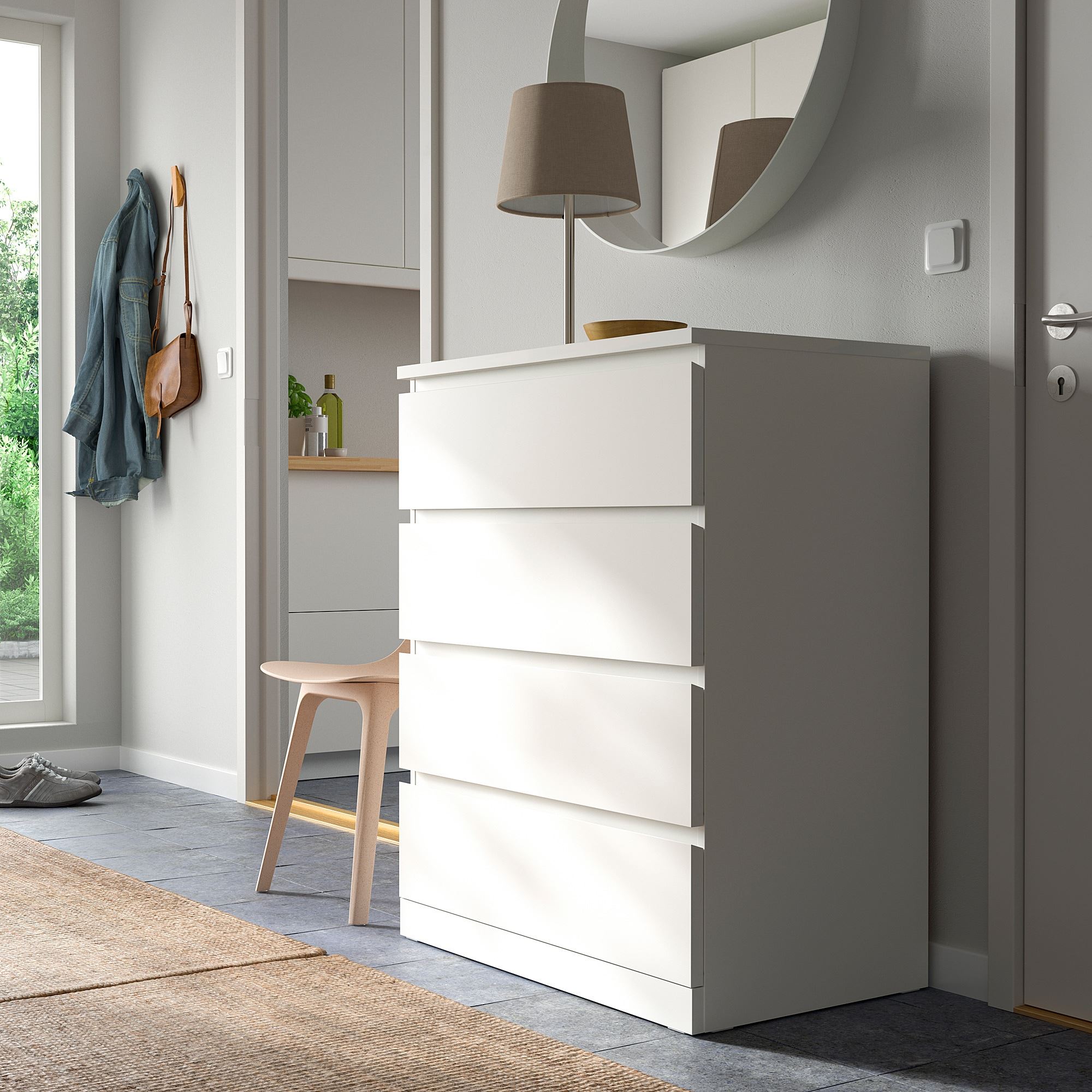 MALM IKEA Комод с 4 ящиками, 80x100 см, белый