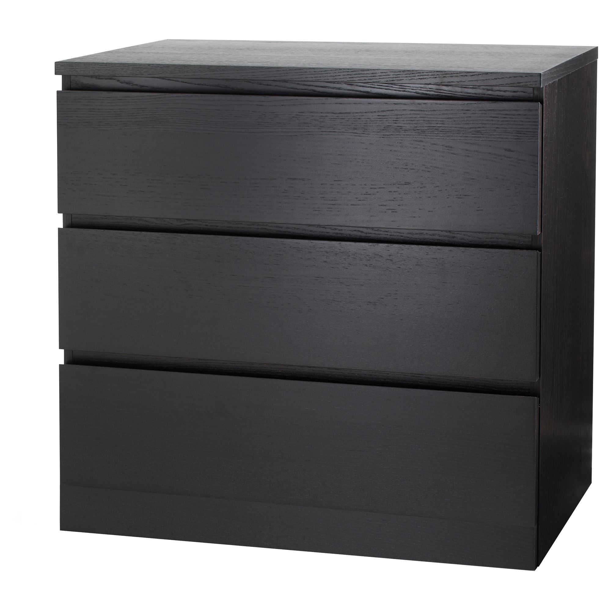 MALM IKEA Комод с 3 ящиками, 80x78 см, черно-коричневый